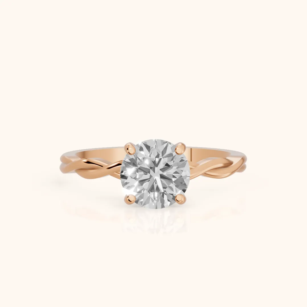 Iris Twist Round Diamond Engagement Ring in Rose Gold
