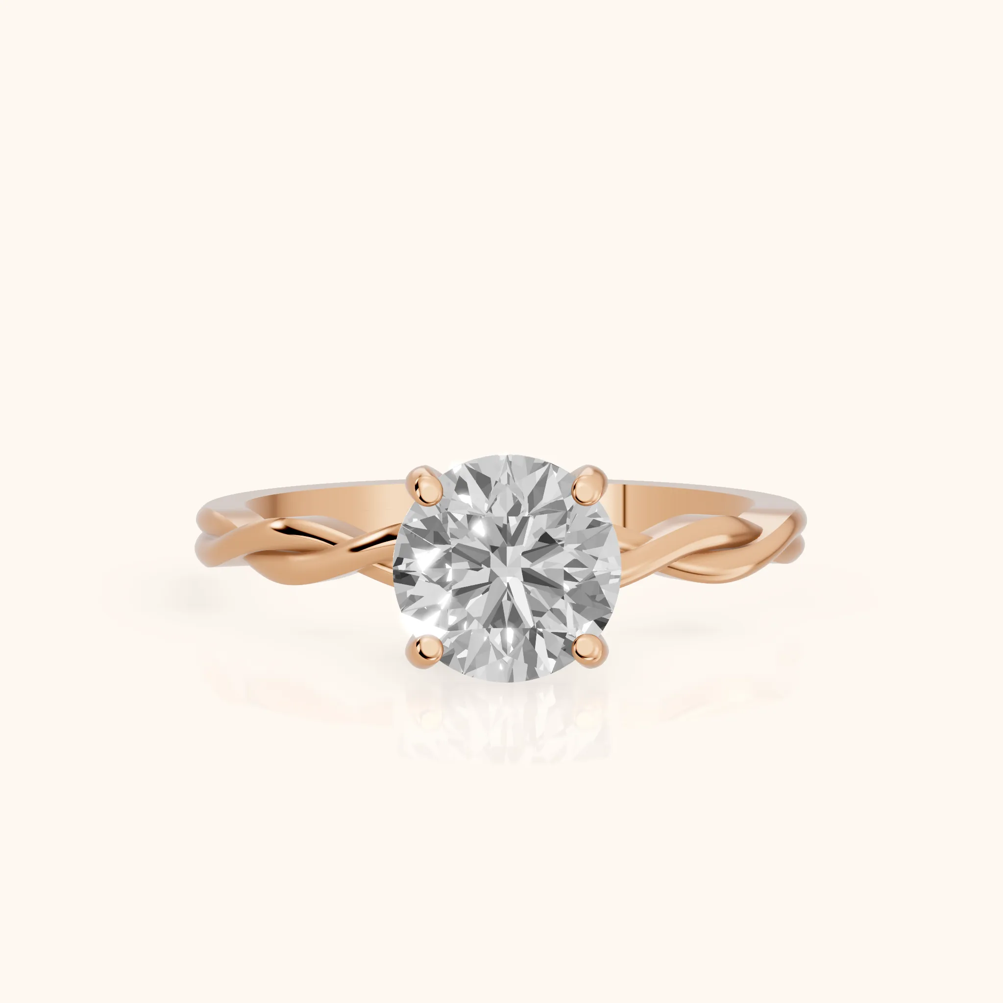 Iris Twist Round Diamond Engagement Ring in Rose Gold — view 1