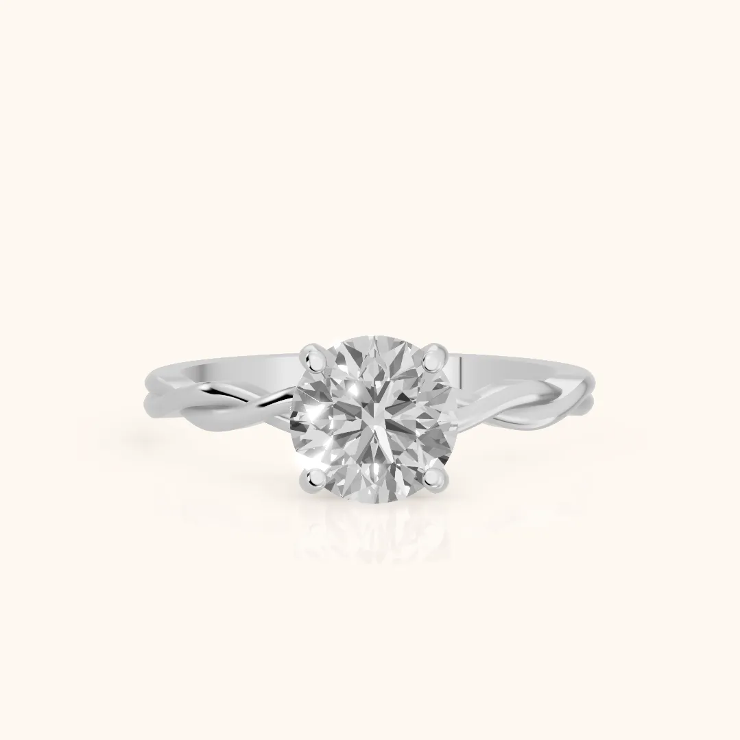 Iris Twist Round Diamond Engagement Ring in Silver
