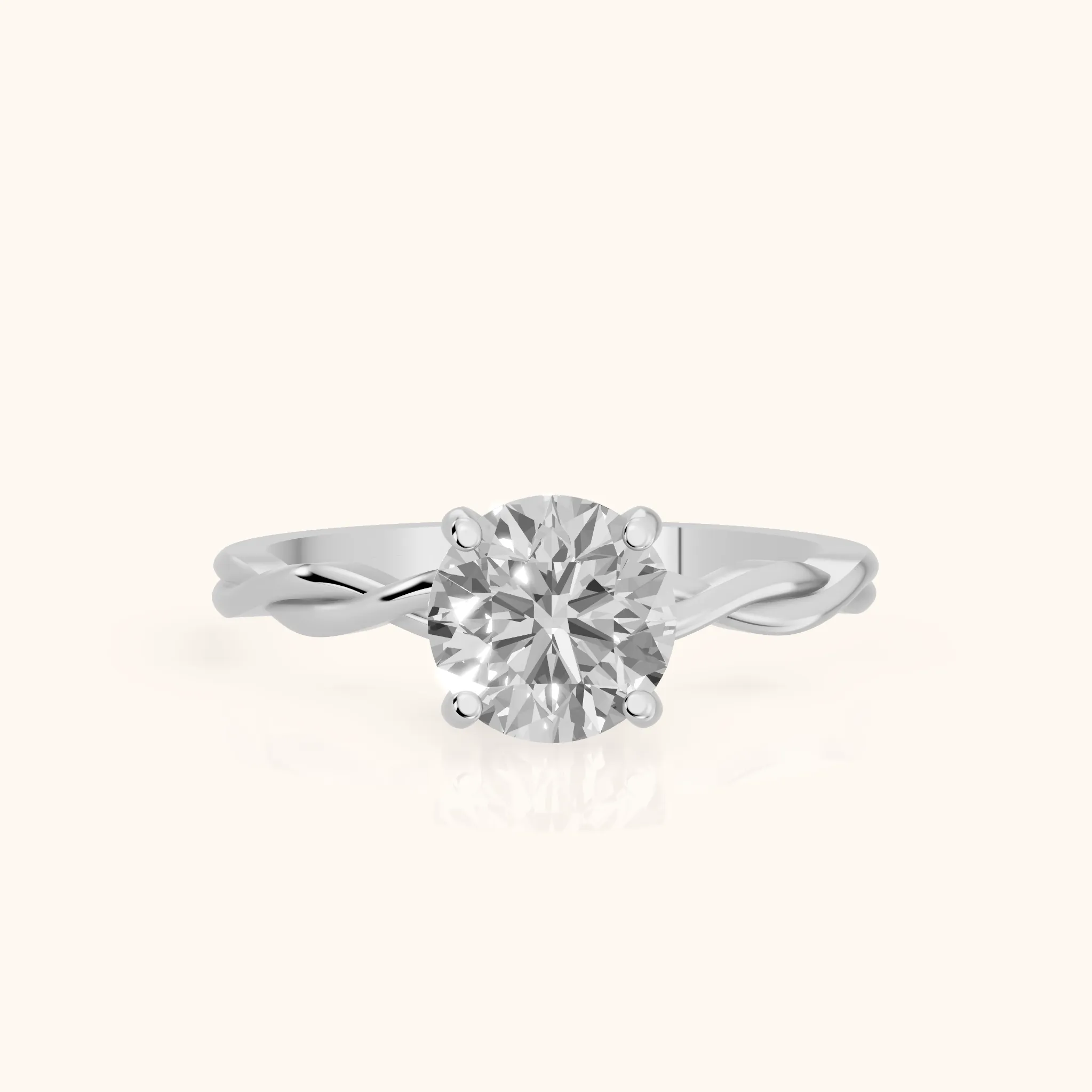 Iris Twist Round Diamond Engagement Ring in Silver — view 1