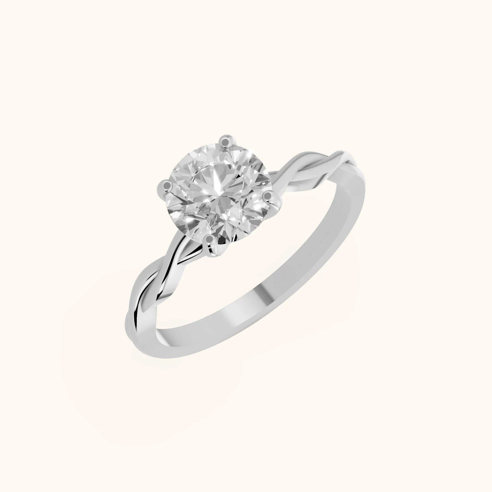 Iris Twist Round Diamond Engagement Ring in Silver
