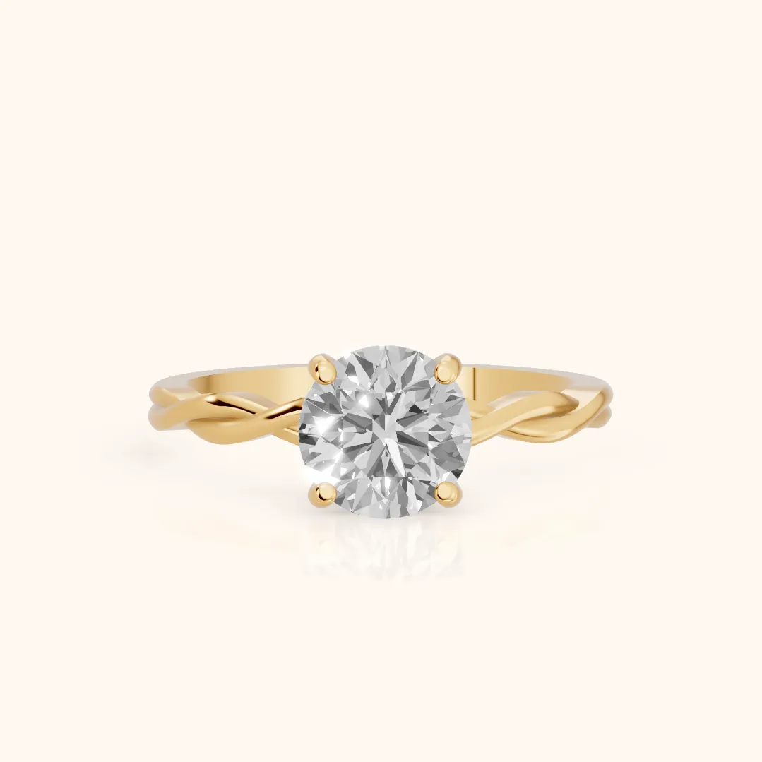 Iris Twist Round Diamond Engagement Ring in Yellow Gold