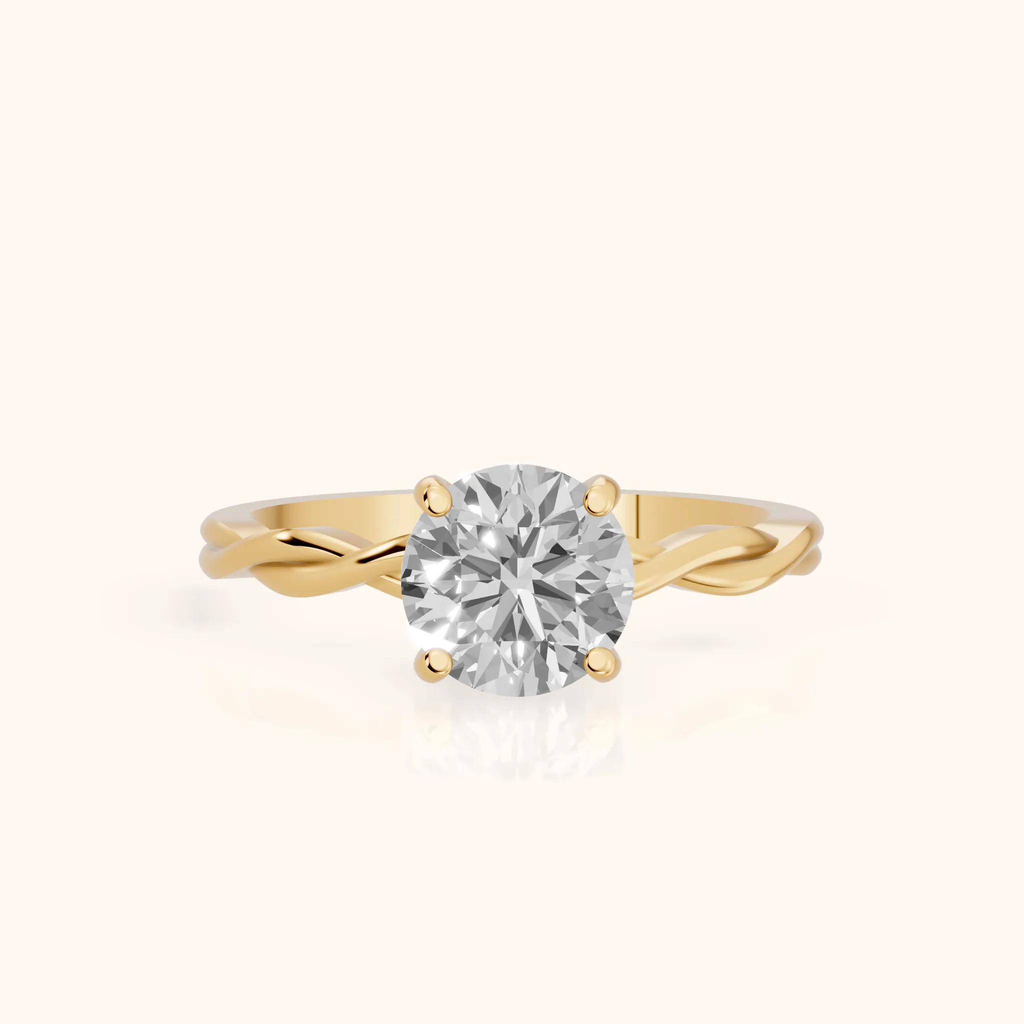 Iris Twist Round Diamond Engagement Ring in Yellow Gold — view 1