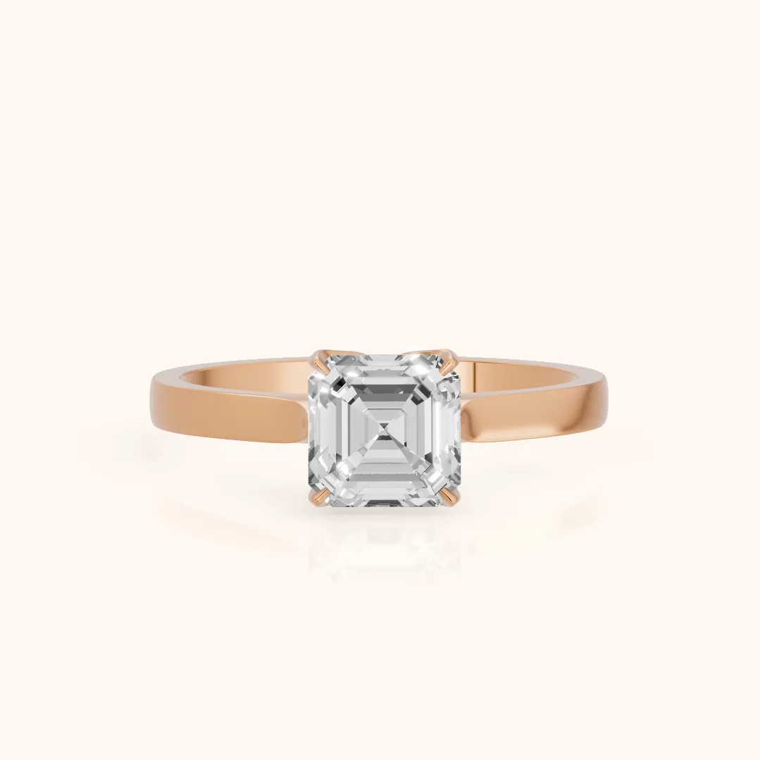 Bague de fiançailles en or rose et diamant taille Asscher Isabella Bloom Solitaire