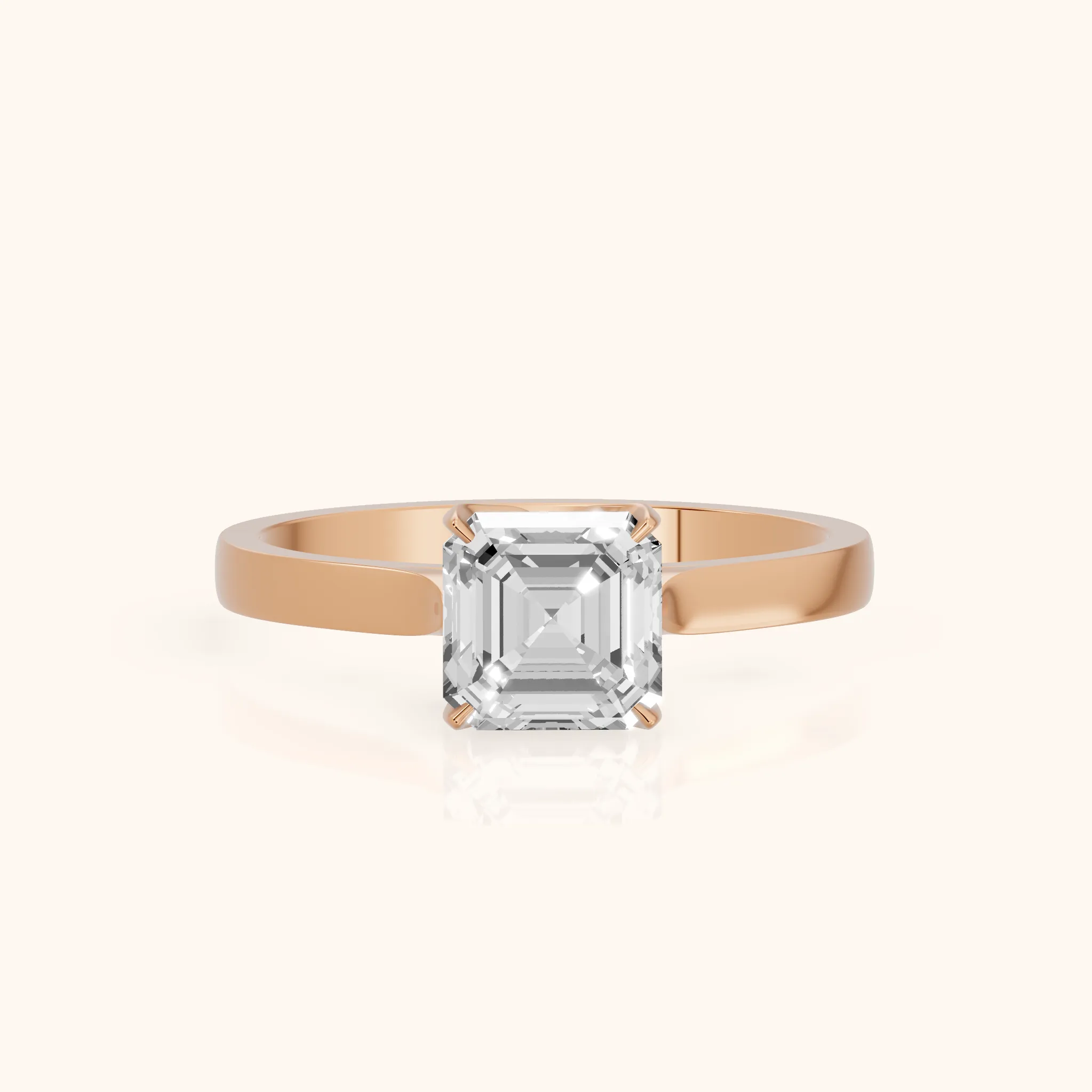 Isabella Bloom Solitaire Asscher Diamond Engagement Ring in Rose Gold — view 1