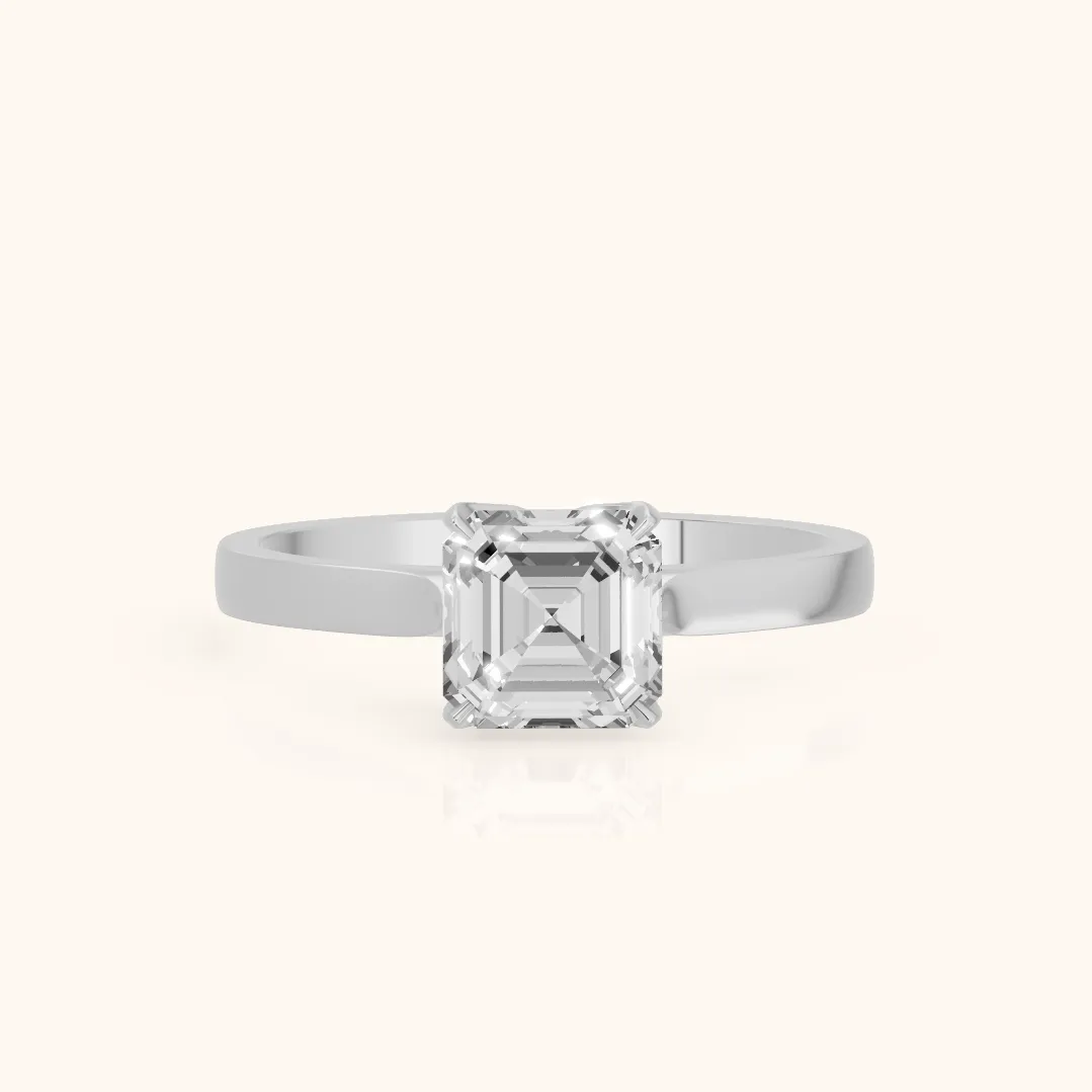 Isabella Bloom Solitaire Asscher Diamond Engagement Ring in Silver