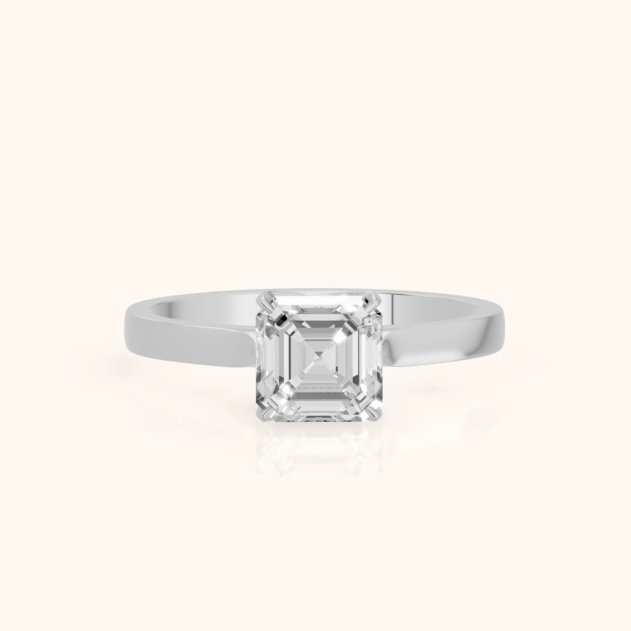 Bague de Fiançailles Solitaire Isabella Bloom Diamant Asscher en Or Blanc — view 1