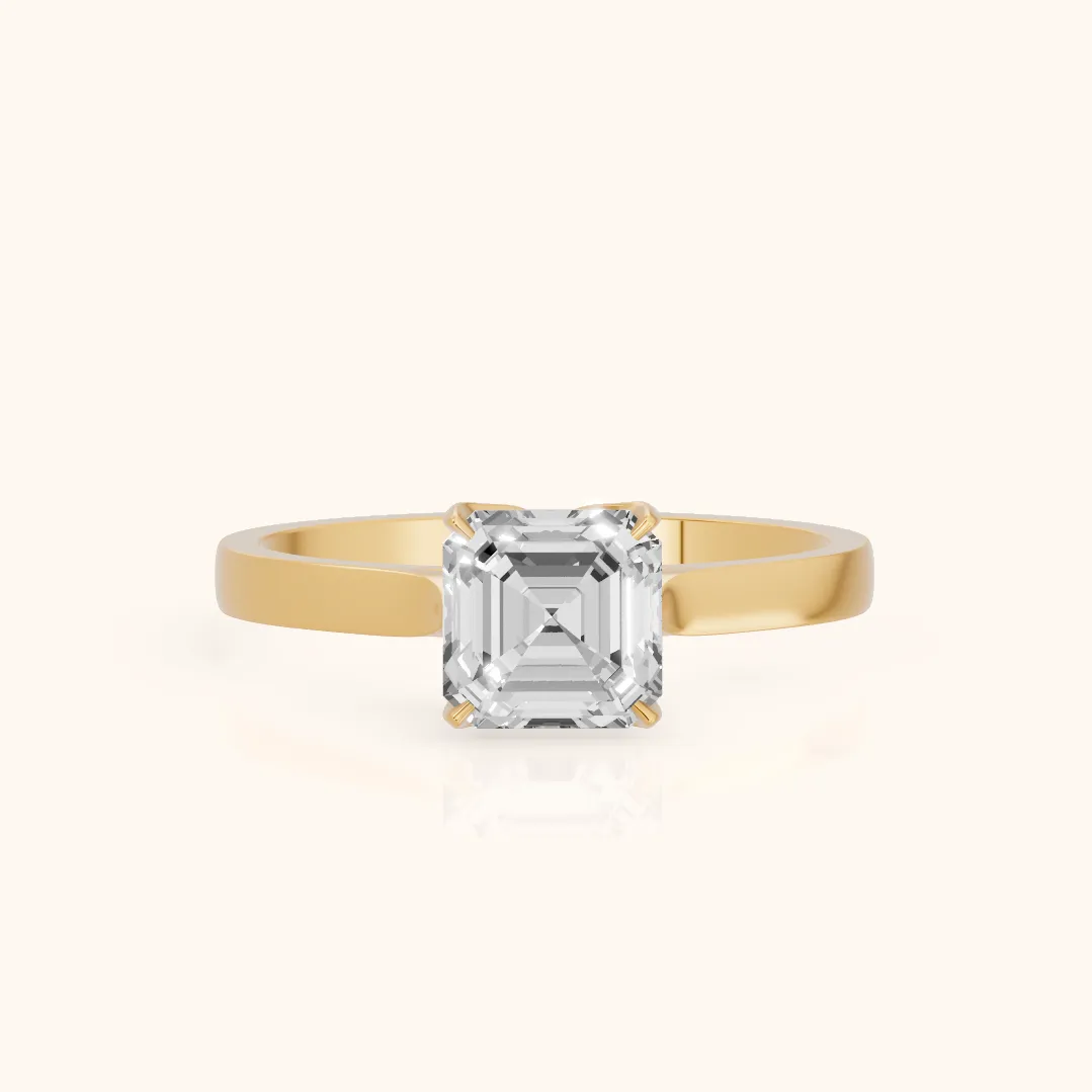 Bague de fiançailles en or jaune avec diamant taille Asscher Isabella Bloom Solitaire