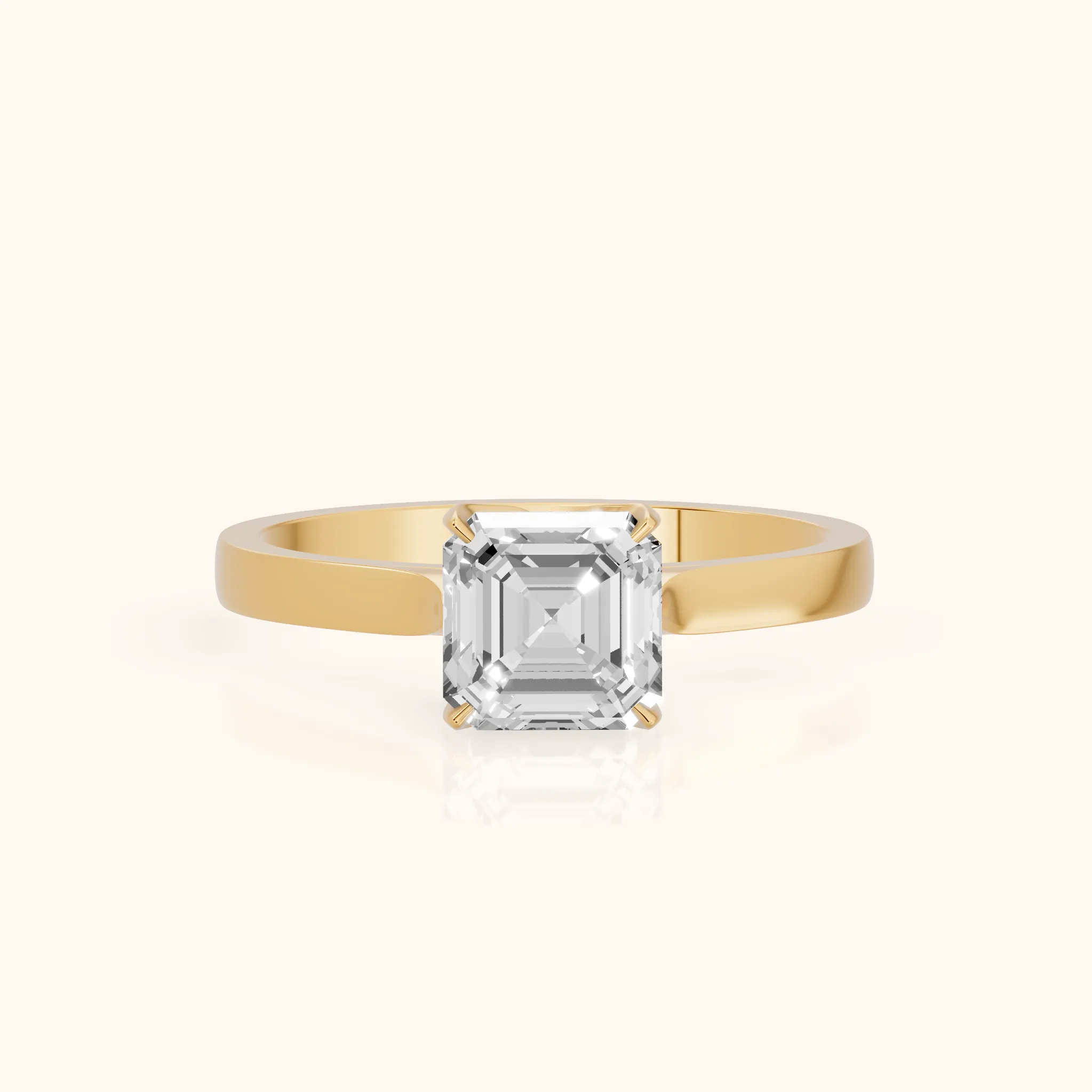 Isabella Bloom Solitaire Asscher Diamond Engagement Ring in Yellow Gold — view 1