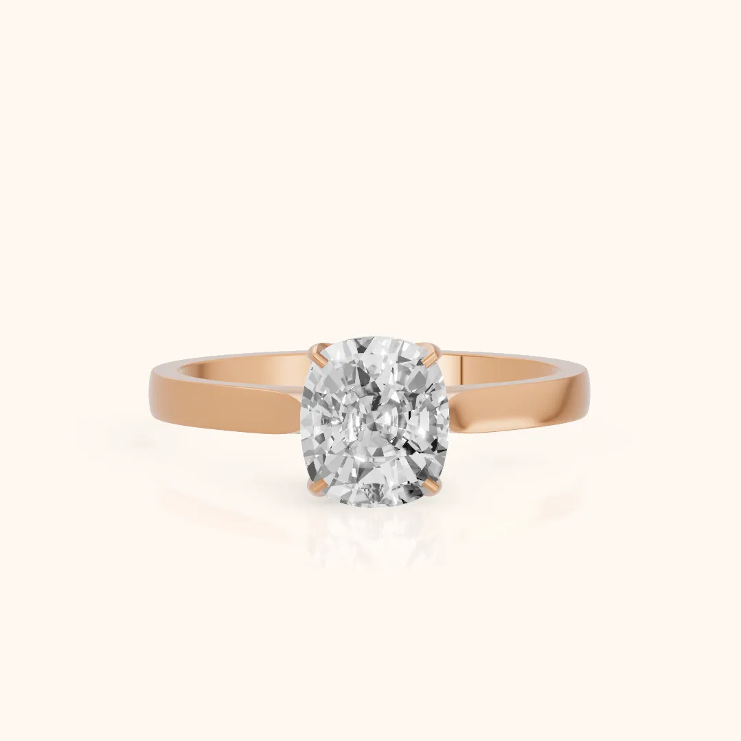 Isabella Bloom Solitaire Cushion Diamond Engagement Ring in Rose Gold