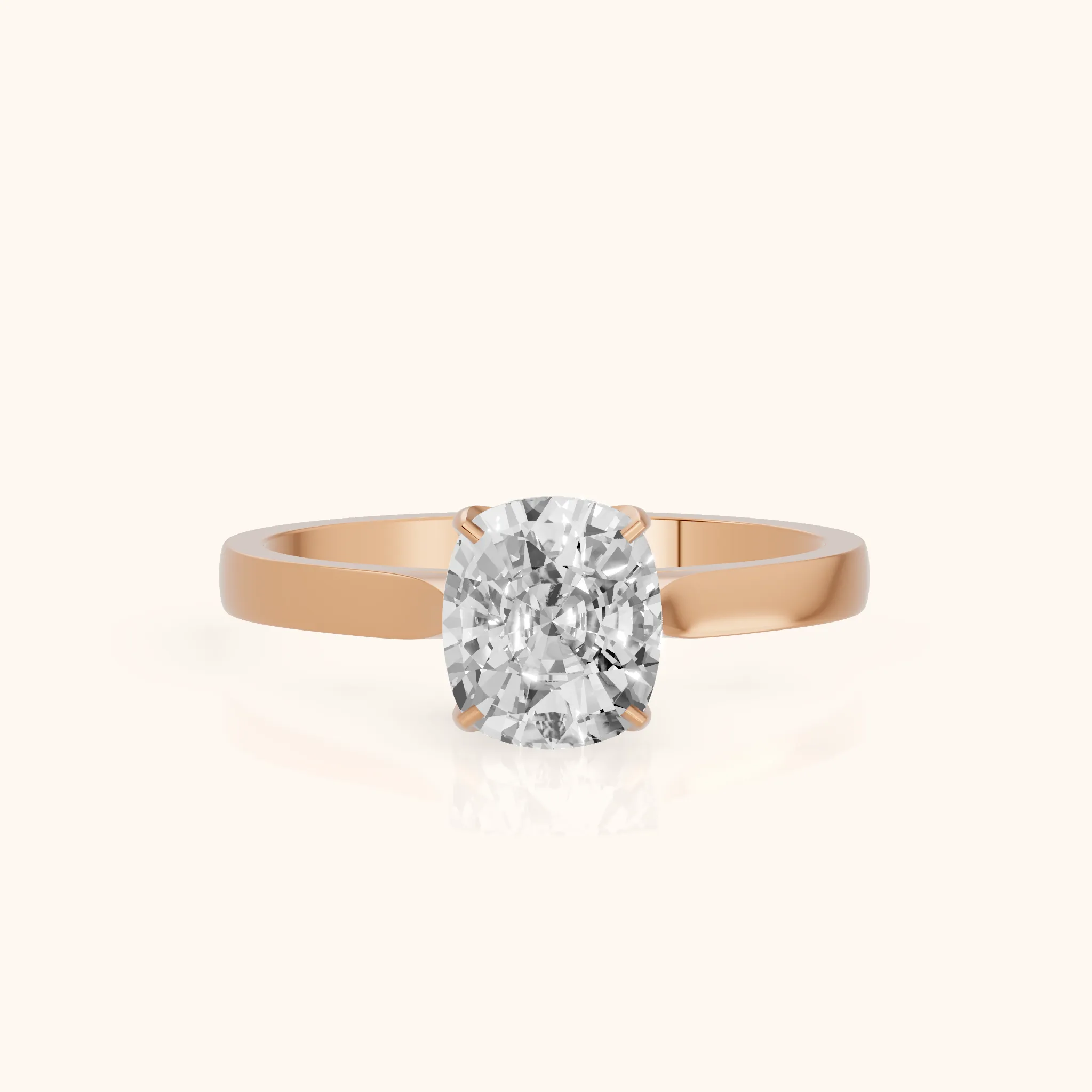Isabella Bloom Solitaire Cushion Diamond Engagement Ring in Rose Gold — view 1