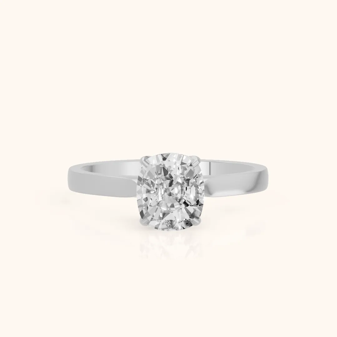 Isabella Bloom Solitaire Cushion Diamond Engagement Ring in Silver