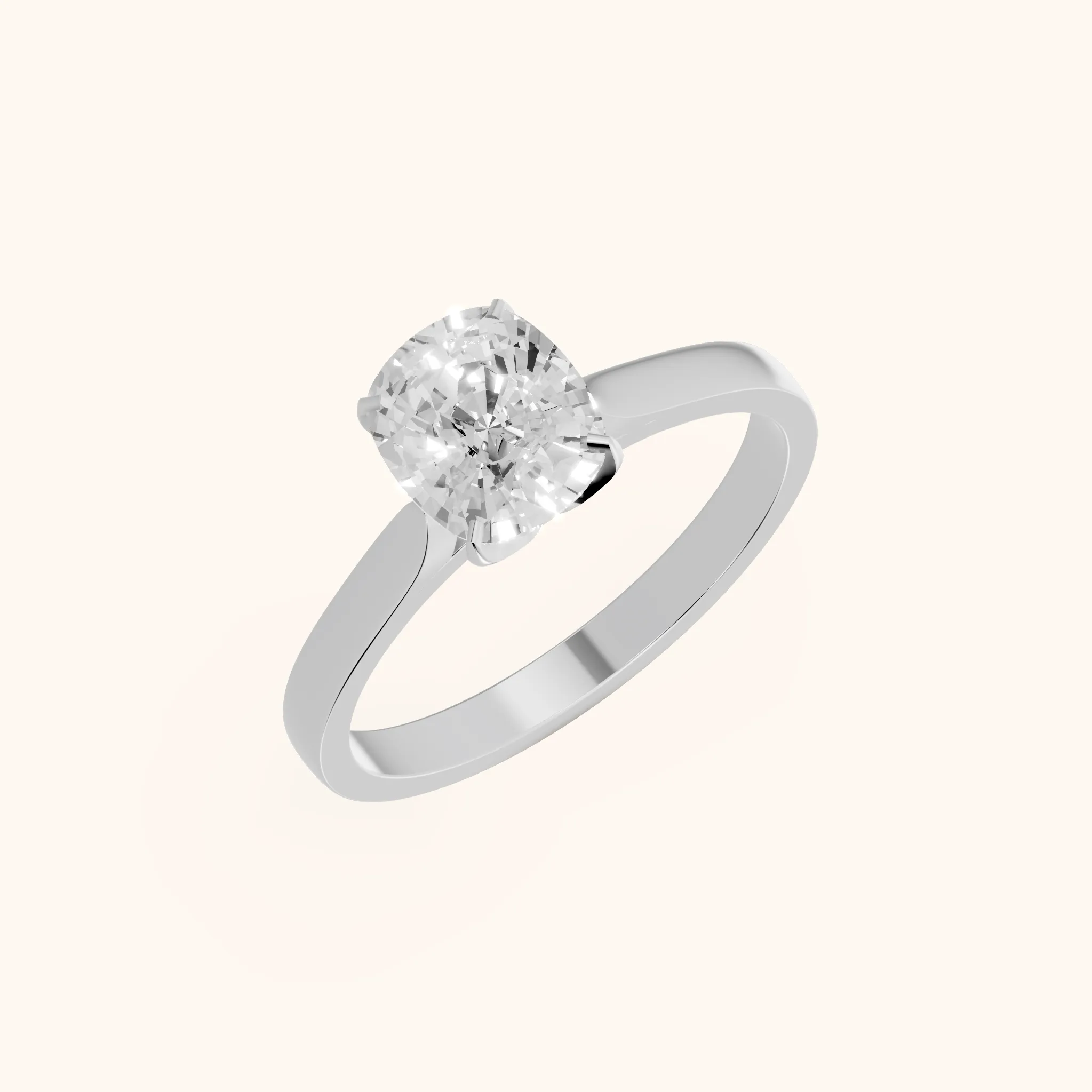 Isabella Bloom Solitaire Cushion Diamond Engagement Ring in Silver