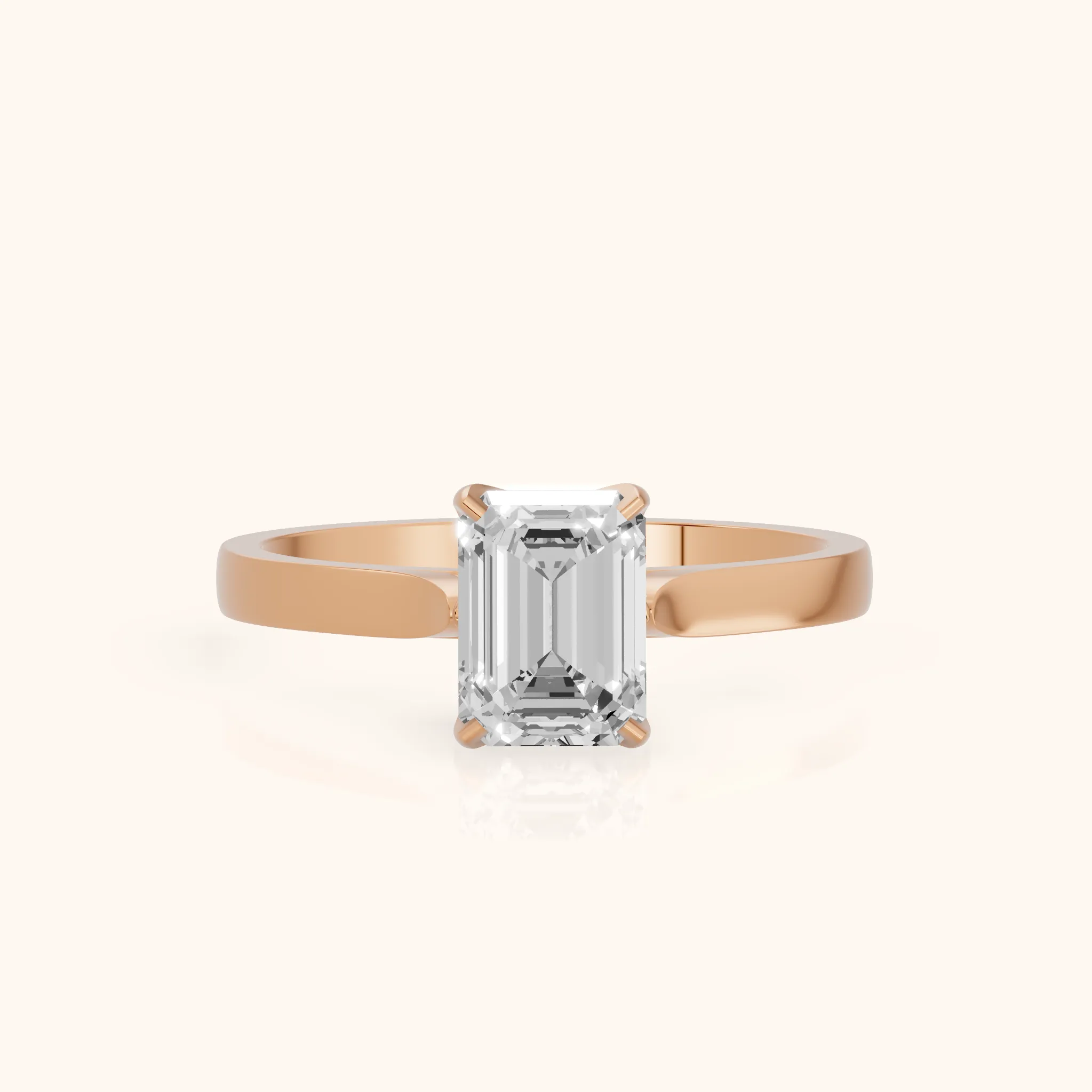 Isabella Bloom Solitaire Emerald Diamond Engagement Ring in Rose Gold — view 1