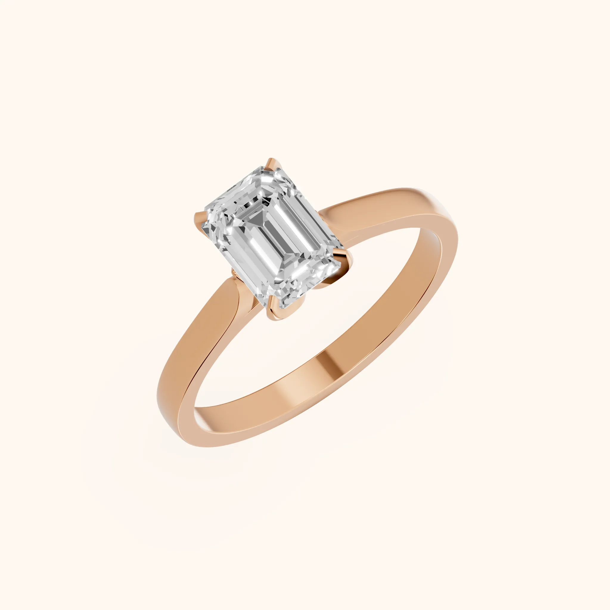 Bague de fiançailles Isabella Bloom Solitaire émeraude et diamant en or rose