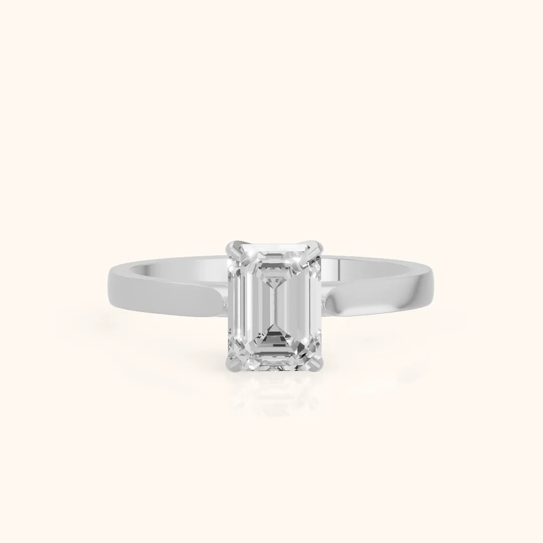 Isabella Bloom Solitaire Emerald Diamond Engagement Ring in Silver