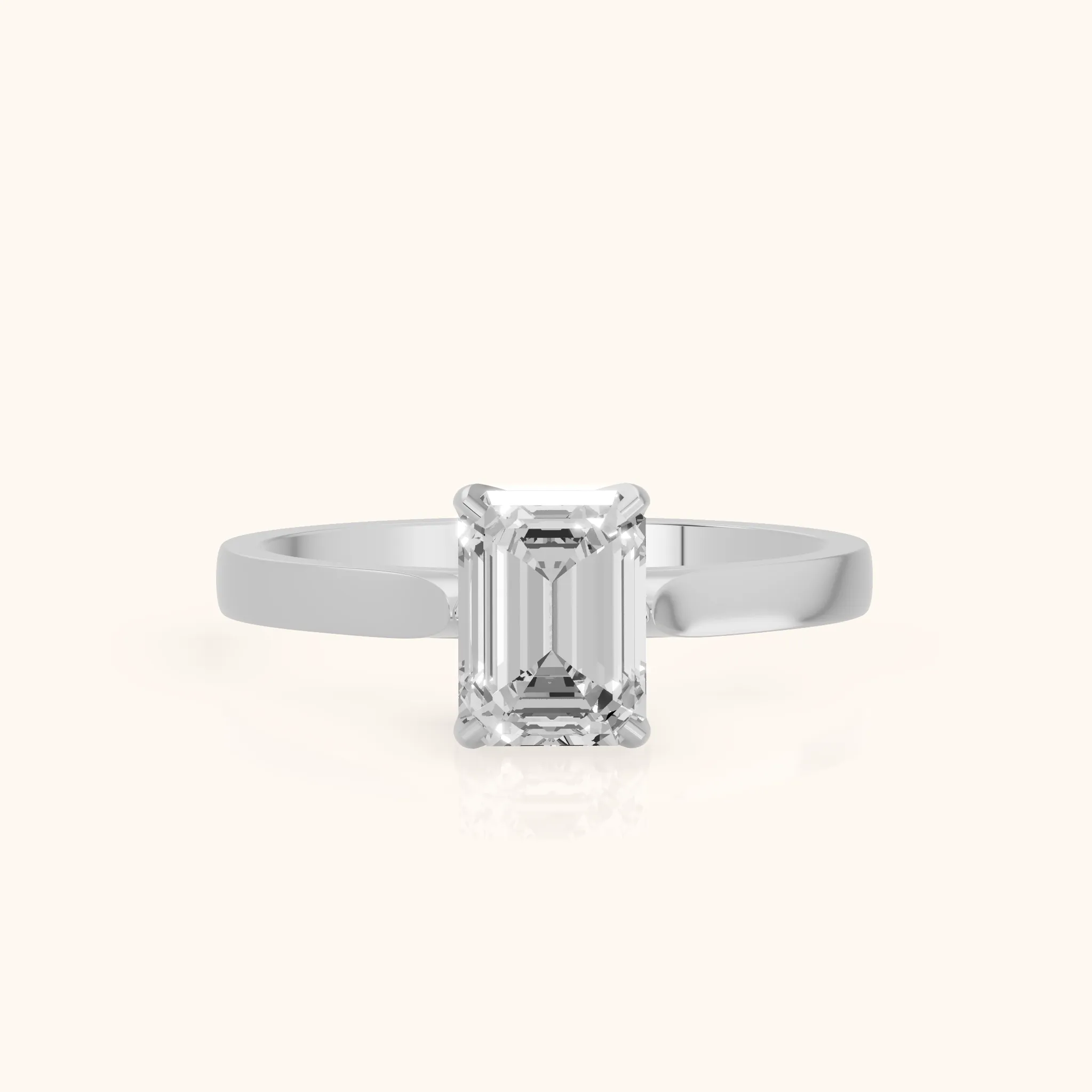 Isabella Bloom Solitaire Emerald Diamond Engagement Ring in White Gold — view 1