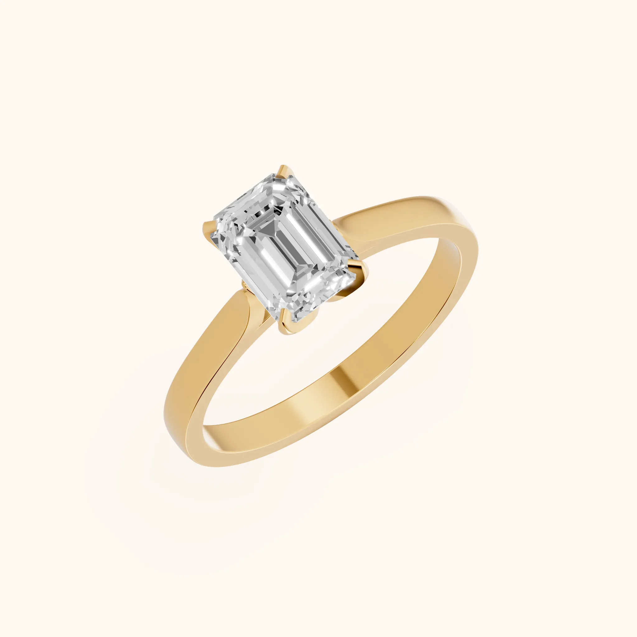 Bague de Fiançailles Solitaire Isabella Bloom Émeraude et Diamant en Or Jaune