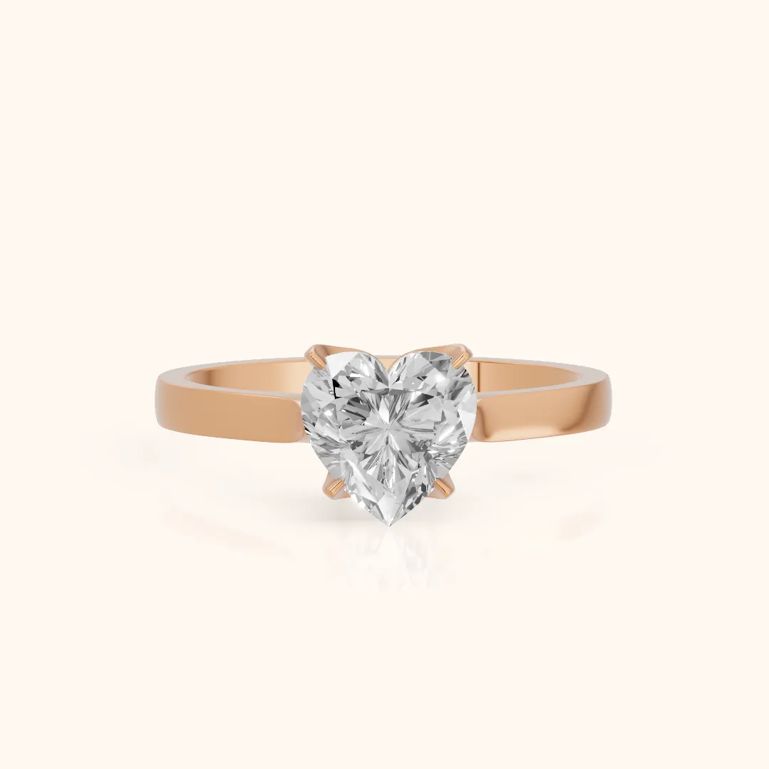 Bague de fiançailles solitaire en or rose avec diamant en forme de cœur Isabella Bloom