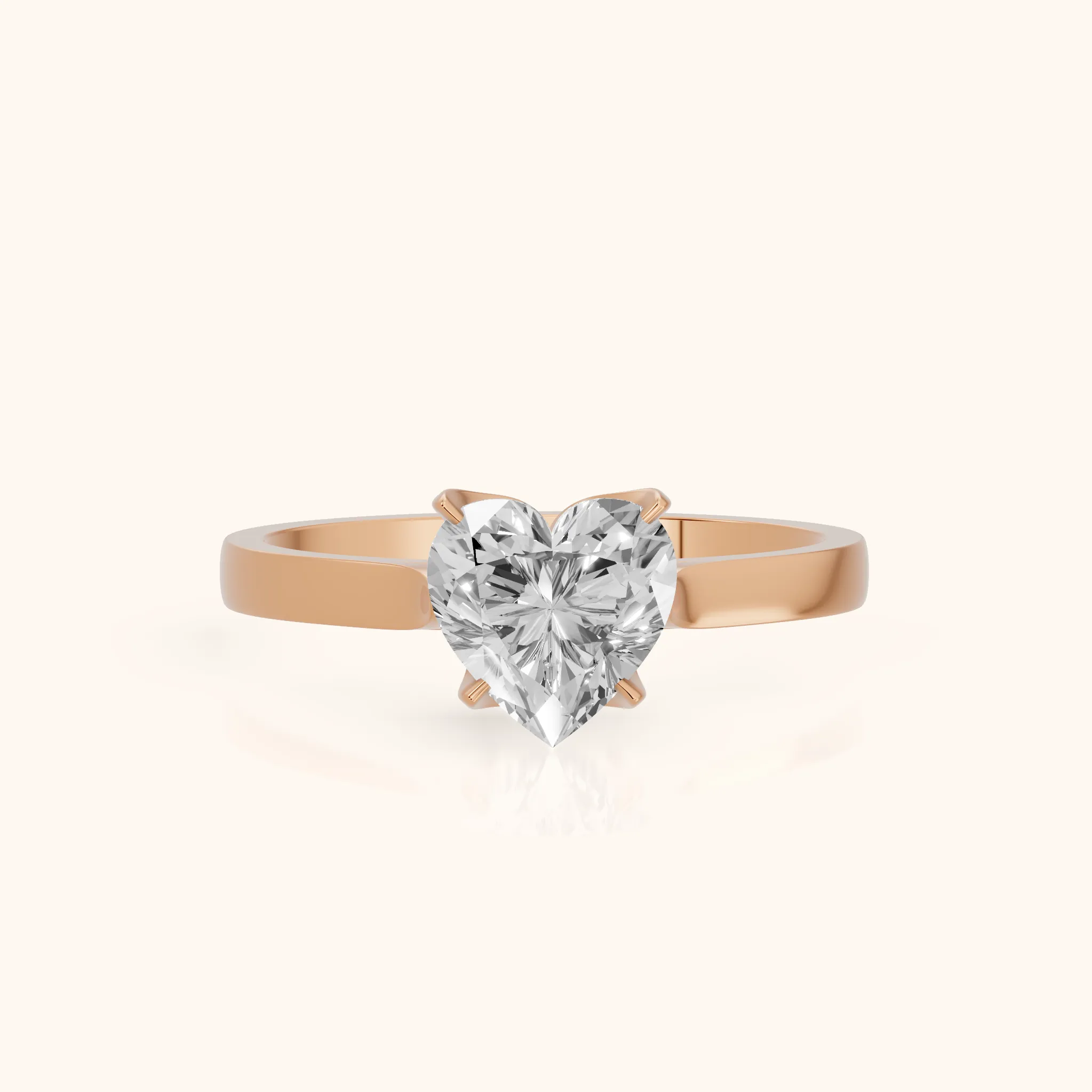 Isabella Bloom Solitaire Heart Diamond Engagement Ring in Rose Gold — view 1
