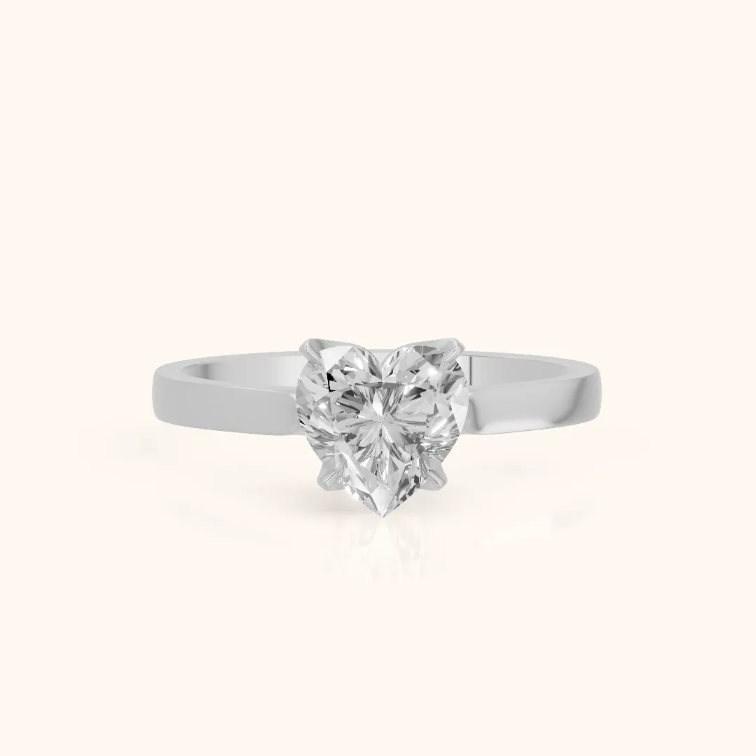 Isabella Bloom Solitaire Heart Diamond Engagement Ring in White Gold