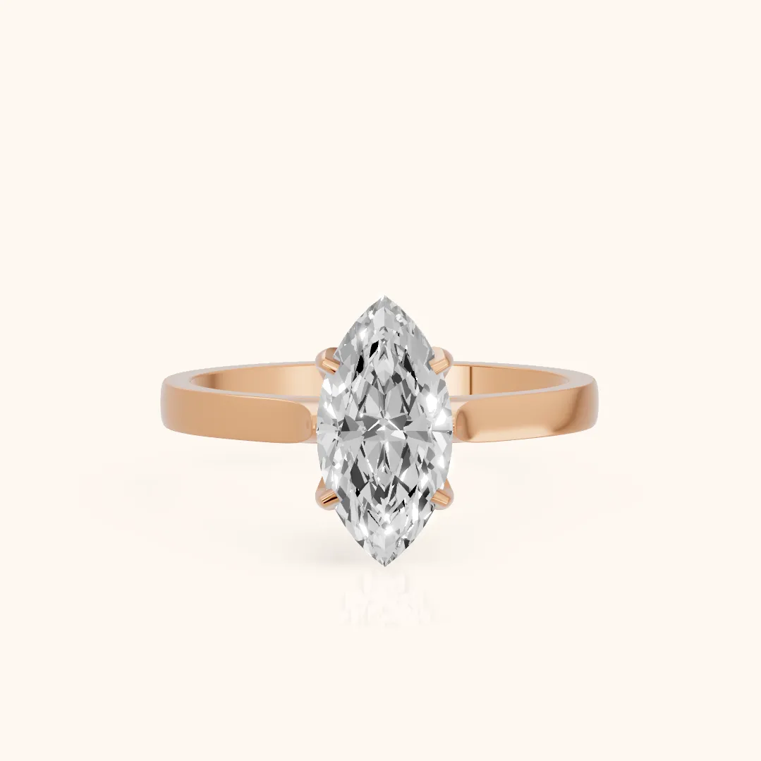 Bague de Fiançailles Solitaire Isabella Bloom Diamant Marquise en Or Rose