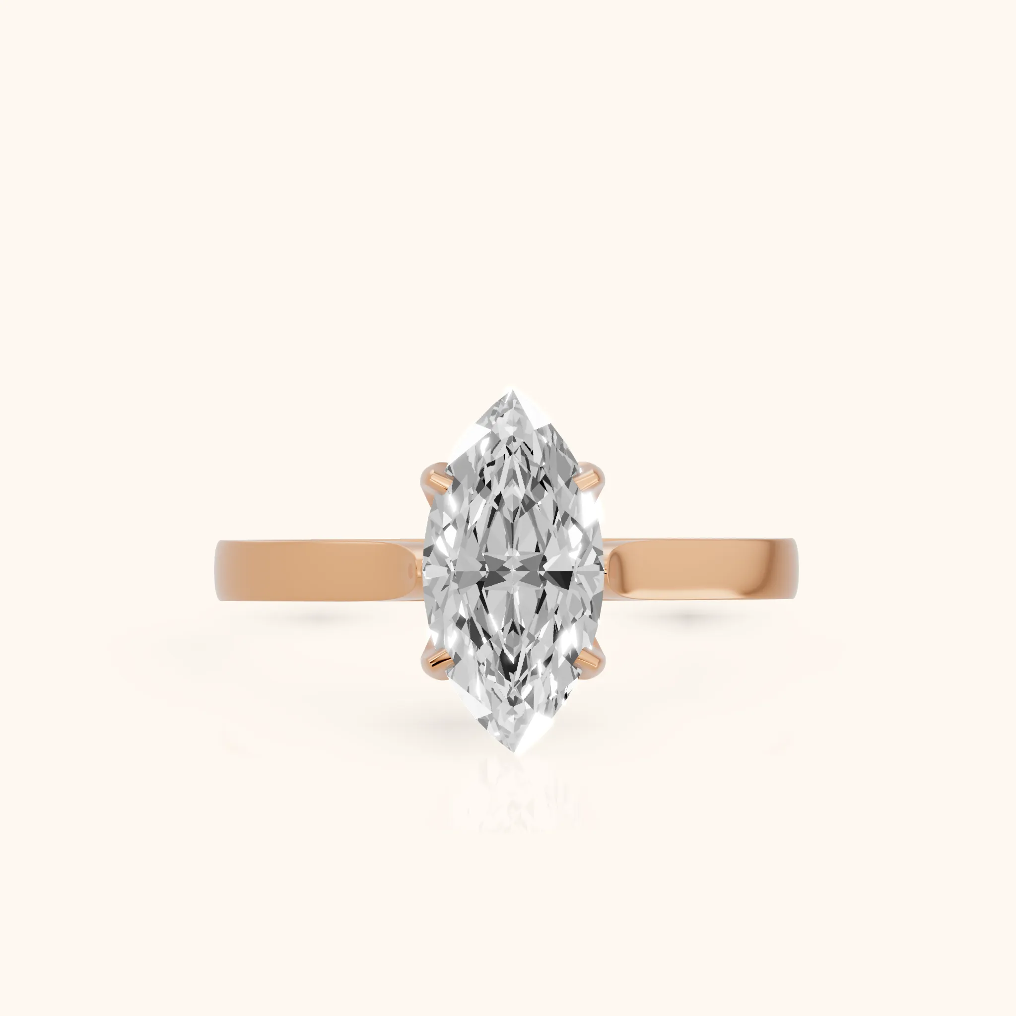 Isabella Bloom Solitaire Marquise Diamond Engagement Ring in Rose Gold — view 1
