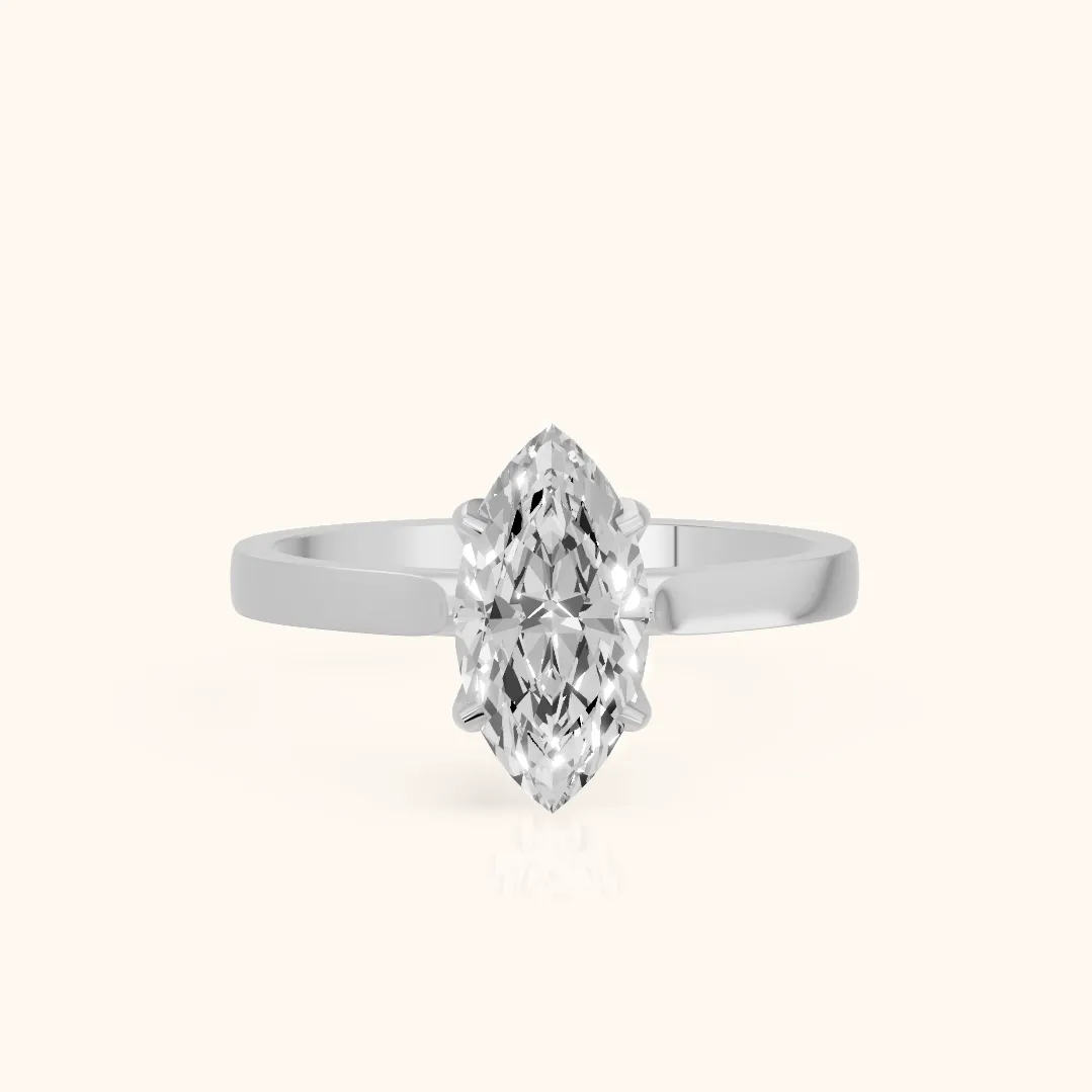 Isabella Bloom Solitaire Marquise Diamond Engagement Ring in Silver
