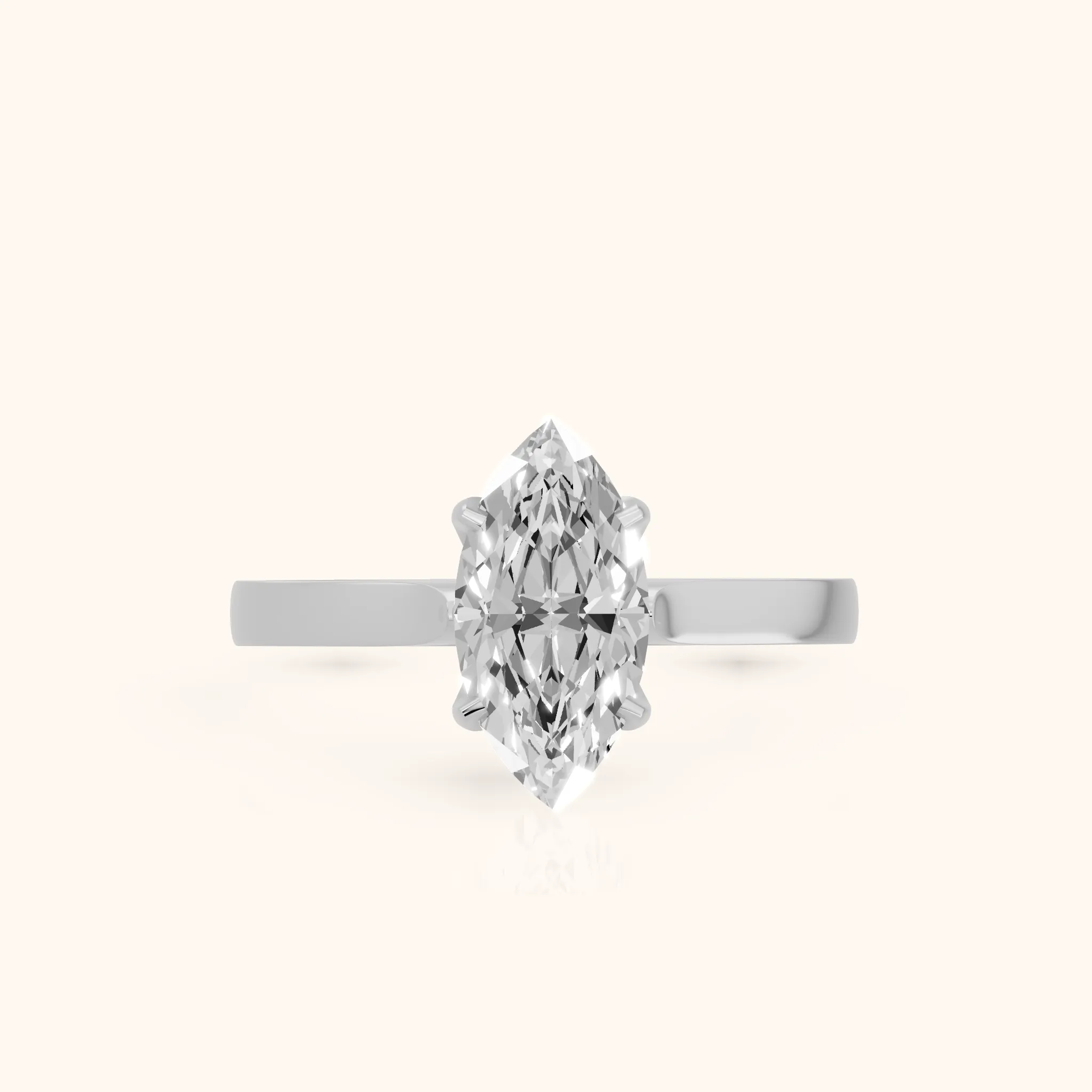 Bague de fiançailles Isabella Bloom Solitaire Marquise en or blanc — view 1
