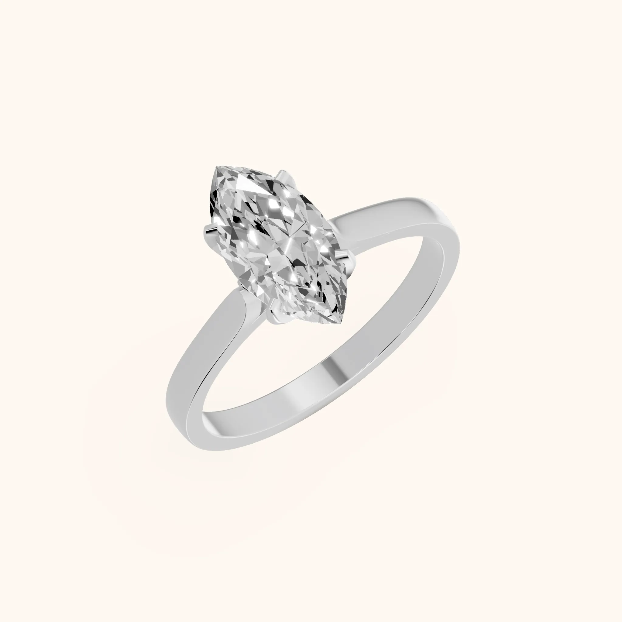 Isabella Bloom Solitaire Marquise Diamond Engagement Ring in Silver