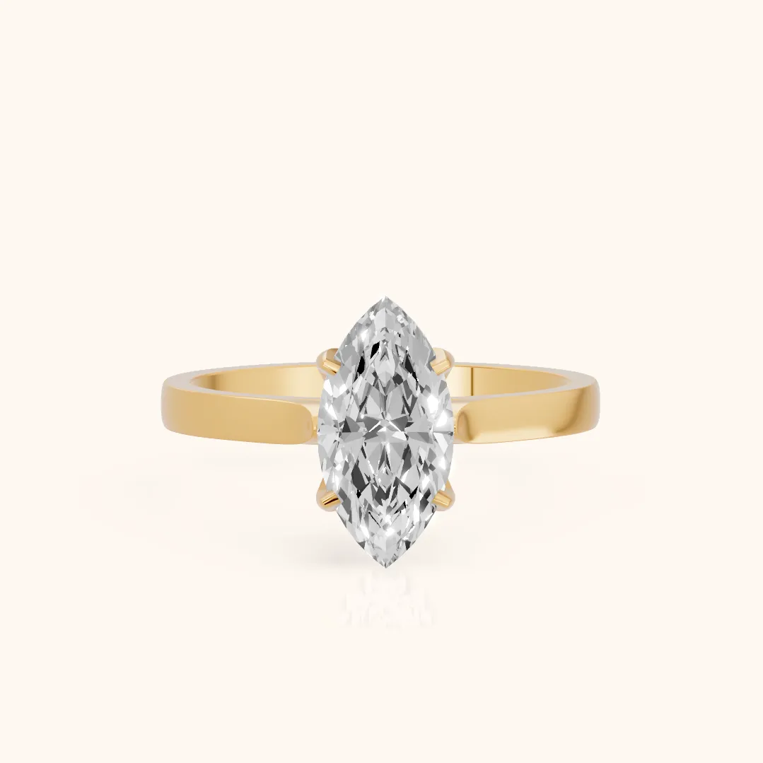 Bague de fiançailles Solitaire Marquise en diamant Isabella Bloom en or jaune