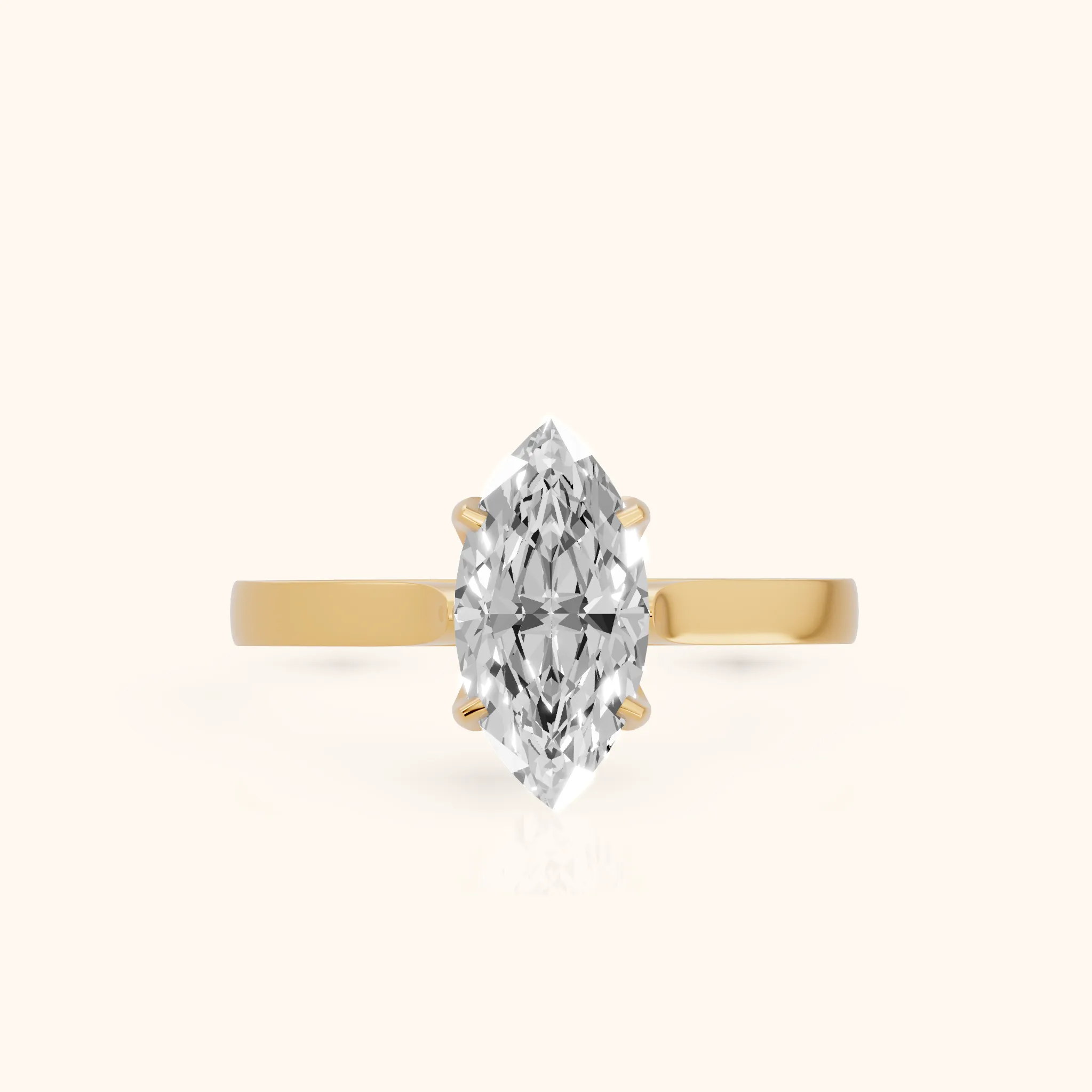Isabella Bloom Solitaire Marquise Diamond Engagement Ring in Yellow Gold — view 1
