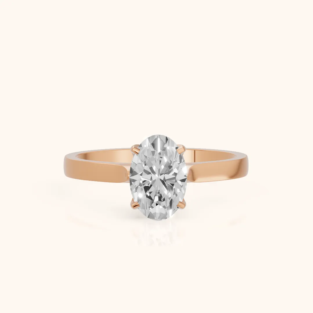 Isabella Bloom Solitaire Oval Diamond Engagement Ring in Rose Gold