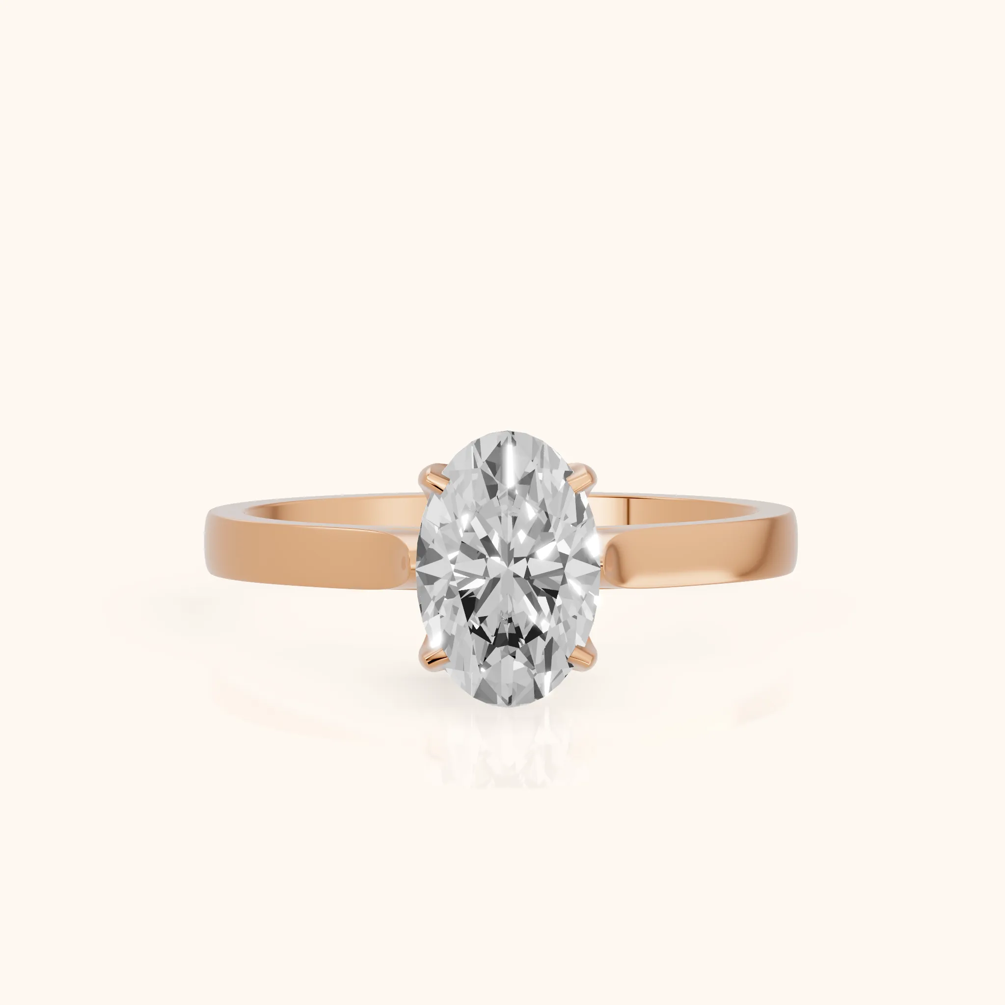 Isabella Bloom Solitaire Oval Diamond Engagement Ring in Rose Gold — view 1