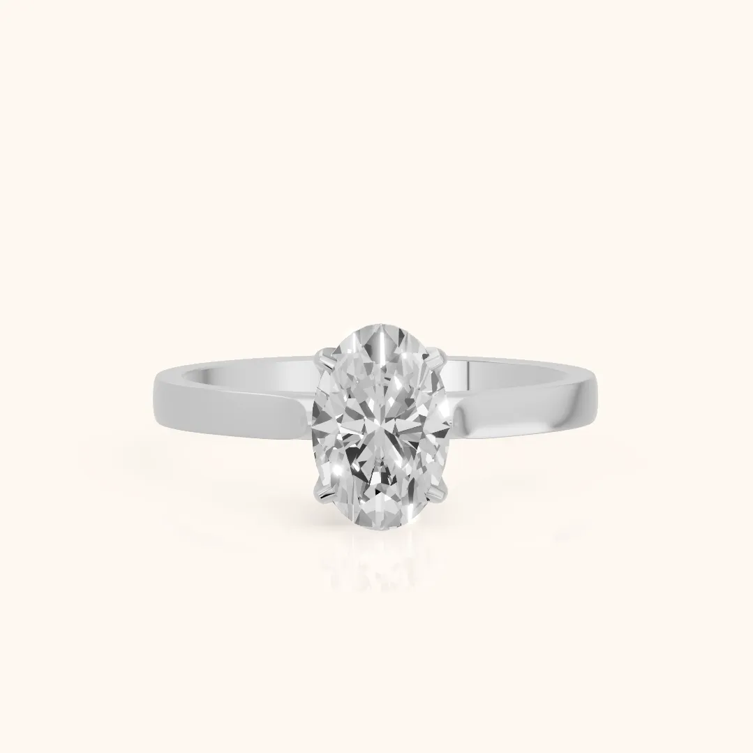 Isabella Bloom Solitaire Oval Diamond Engagement Ring in White Gold