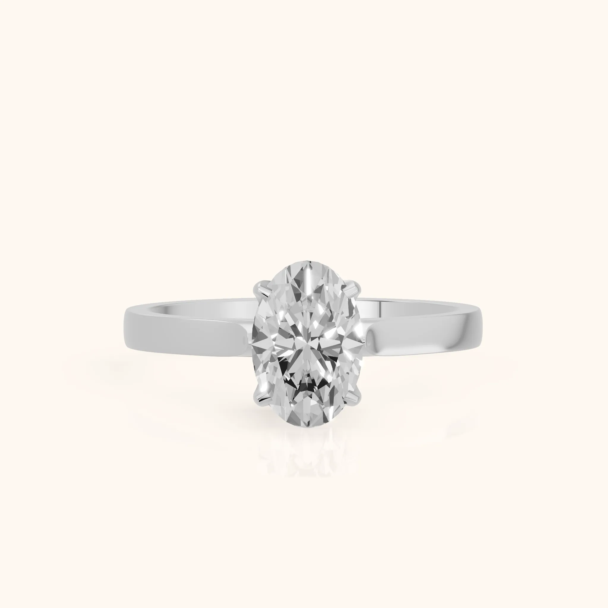 Isabella Bloom Solitaire Oval Diamond Engagement Ring in Silver — view 1