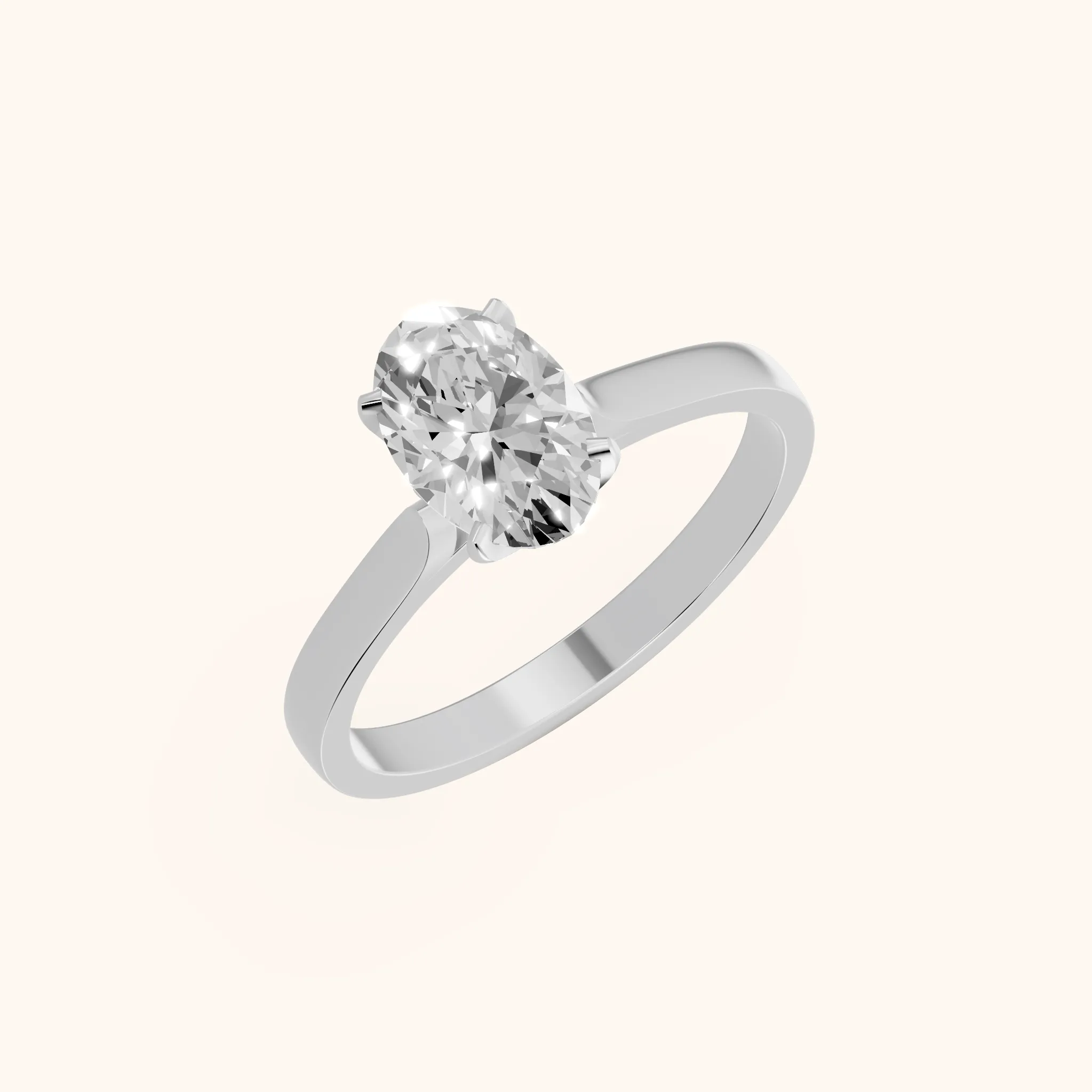 Isabella Bloom Solitaire Oval Diamond Engagement Ring in White Gold
