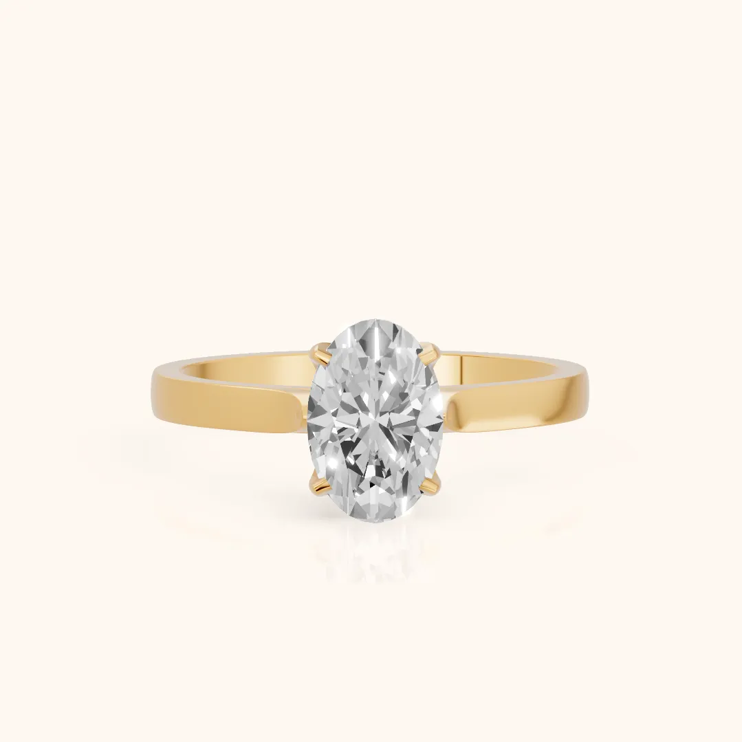 Bague de Fiançailles Ovale Solitaire Isabella Bloom en Diamant et Or Jaune