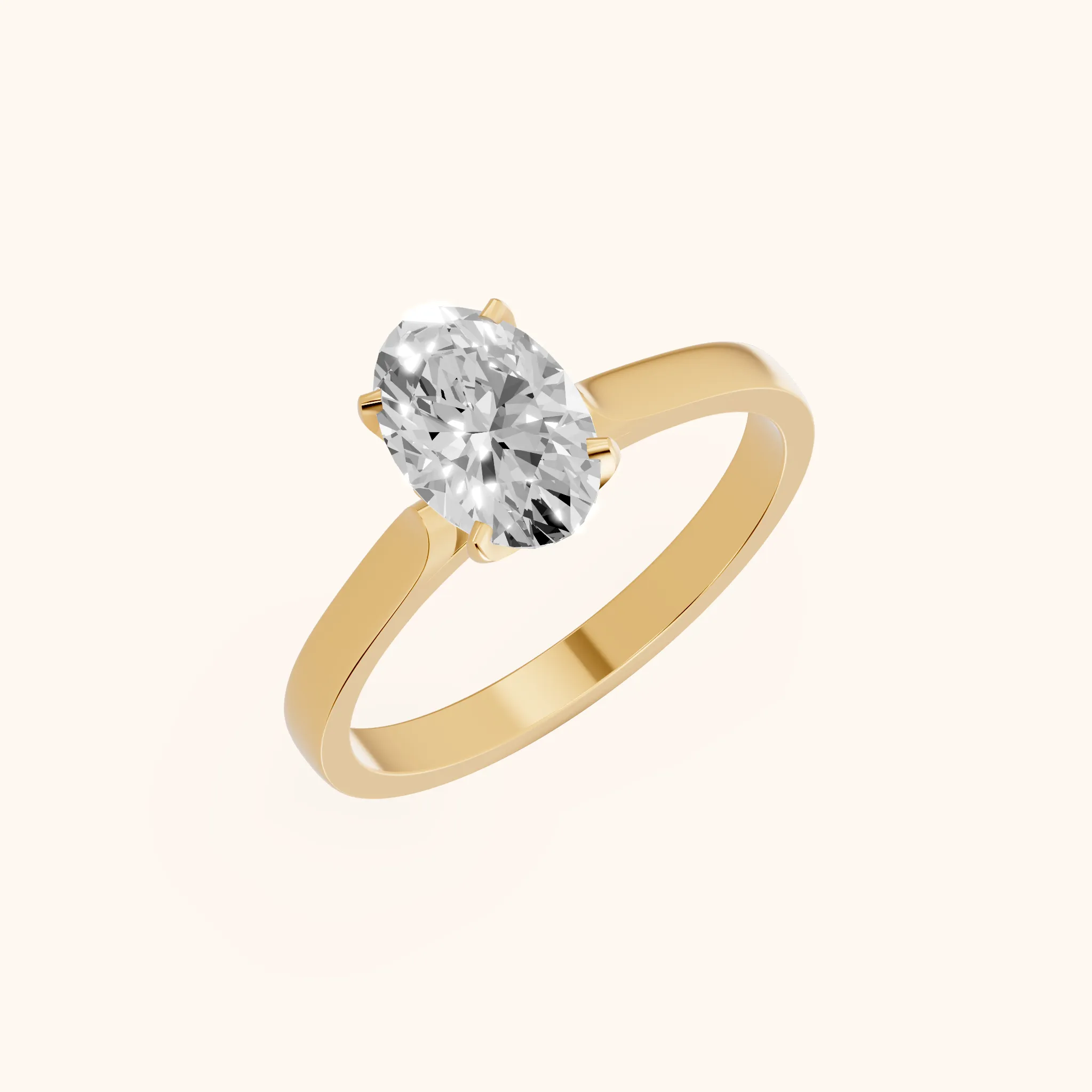 Bague de Fiançailles Ovale Solitaire Isabella Bloom en Diamant et Or Jaune