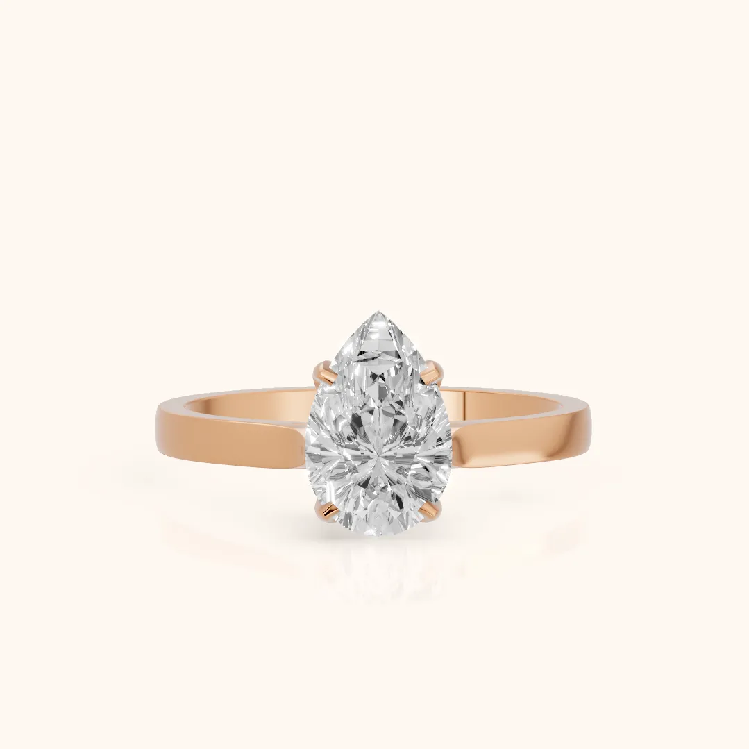 Isabella Bloom Solitaire Pear Diamond Engagement Ring in Rose Gold