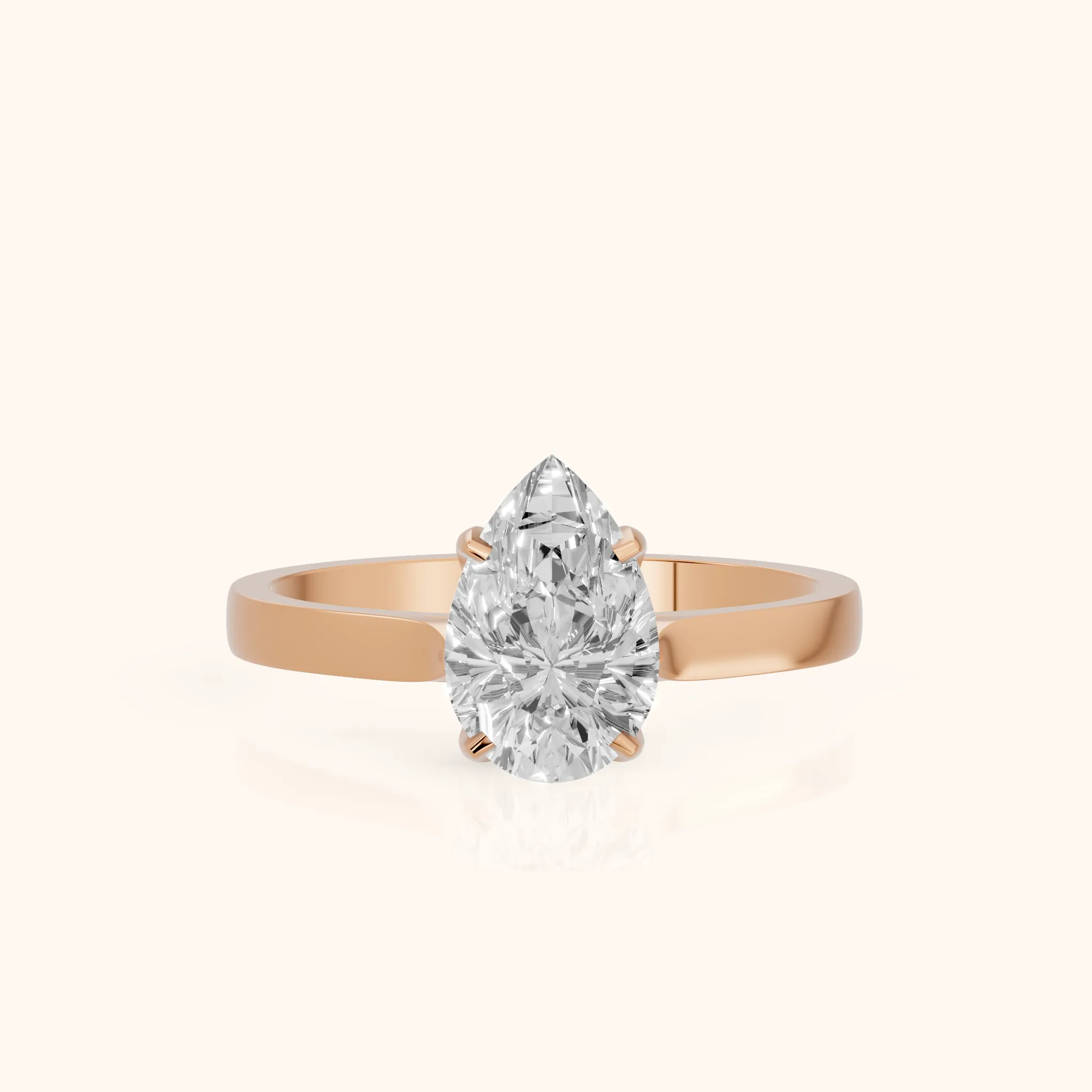 Isabella Bloom Solitaire Pear Diamond Engagement Ring in Rose Gold — view 1