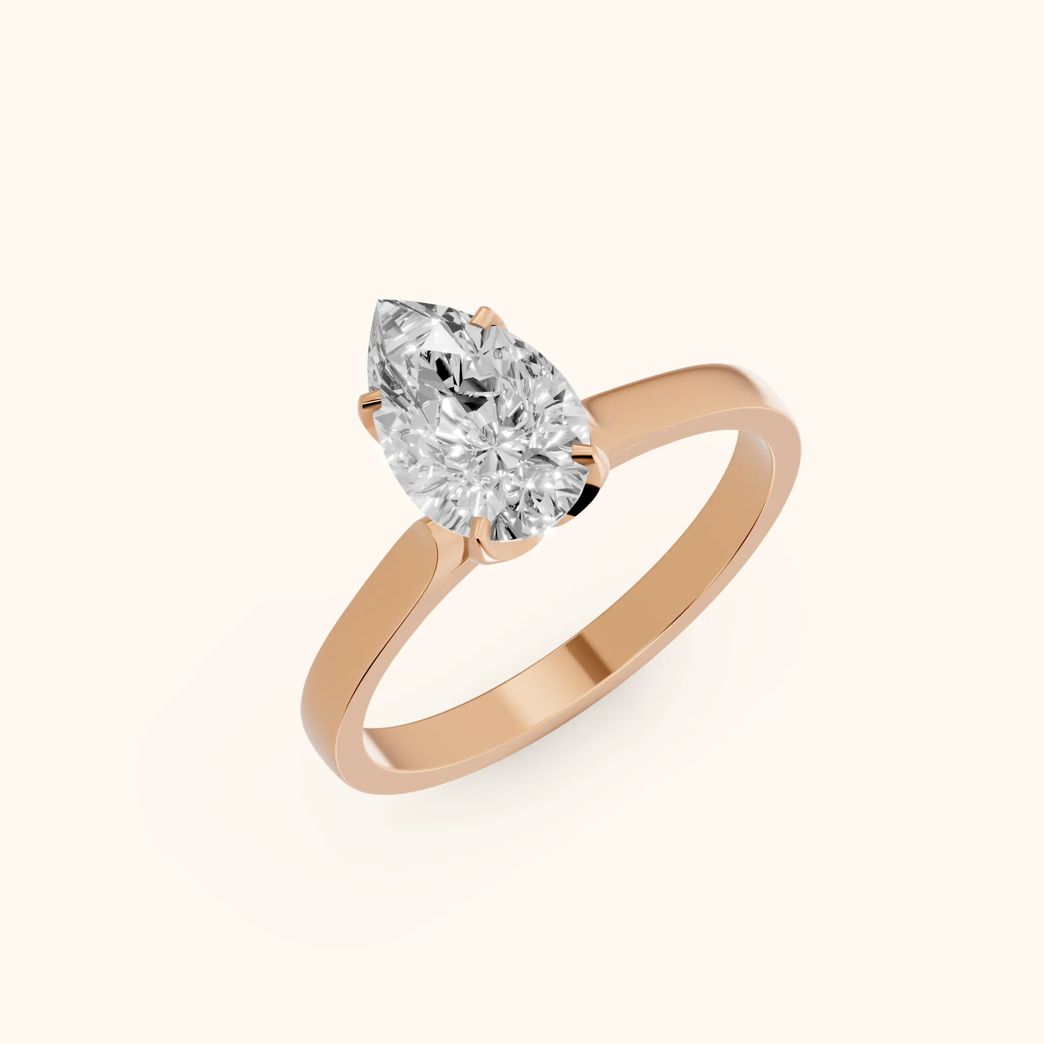 Isabella Bloom Solitaire Pear Diamond Engagement Ring in Rose Gold