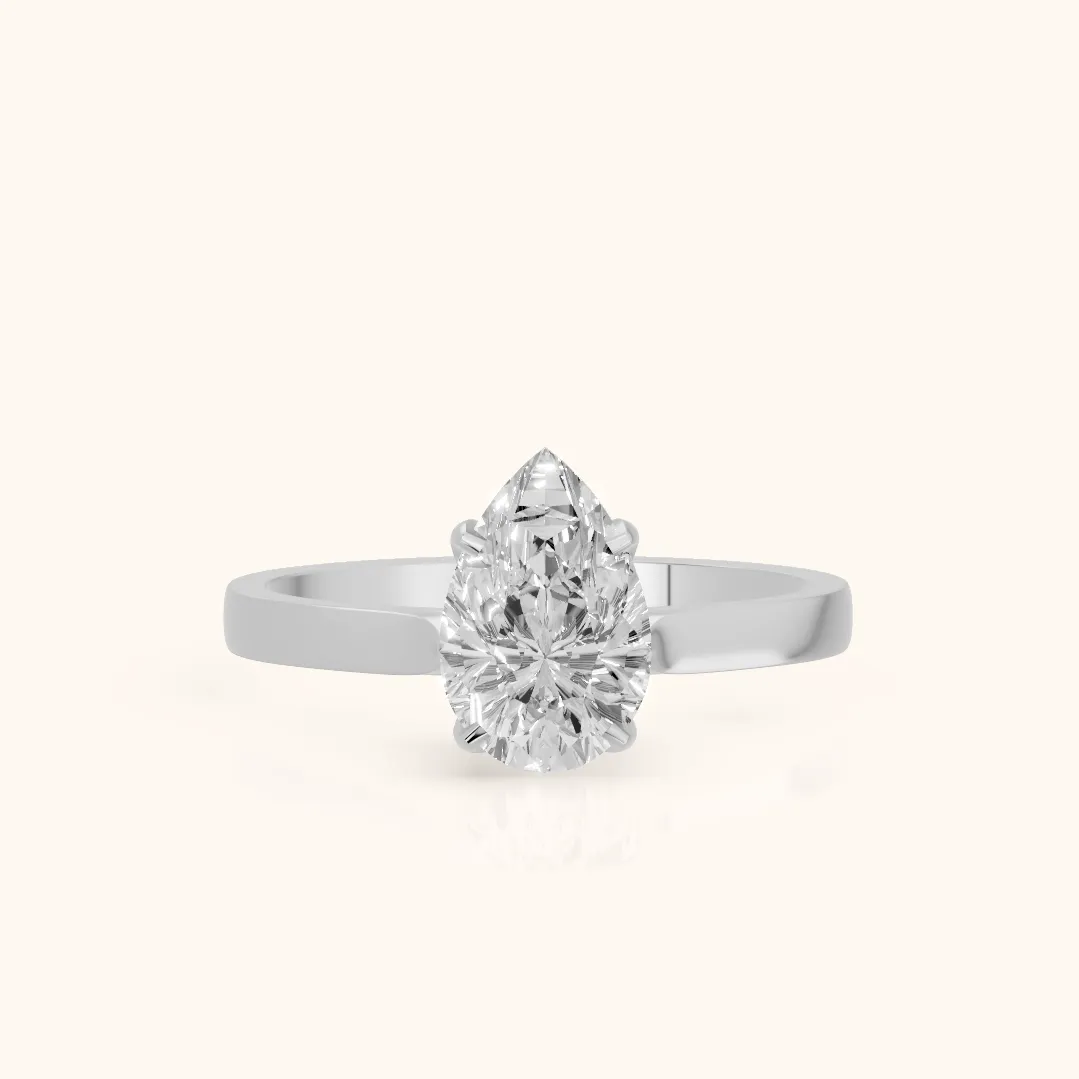 Isabella Bloom Solitaire Pear Diamond Engagement Ring in White Gold