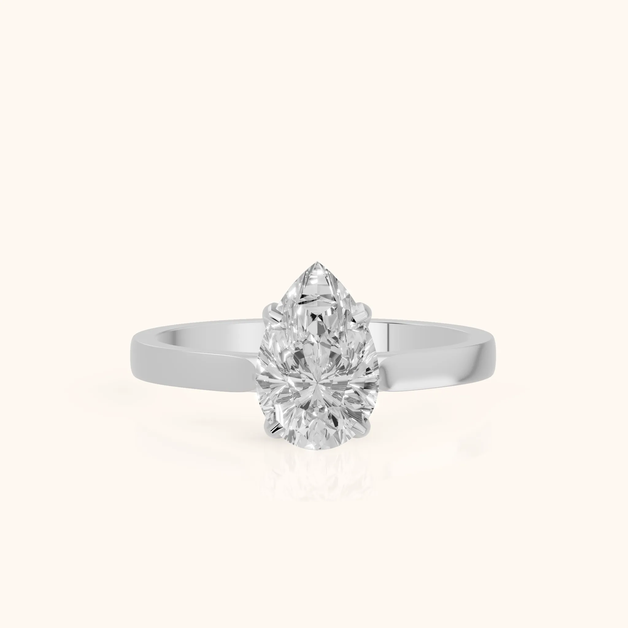 Bague de fiançailles solitaire en or blanc avec diamant poire Isabella Bloom — view 1