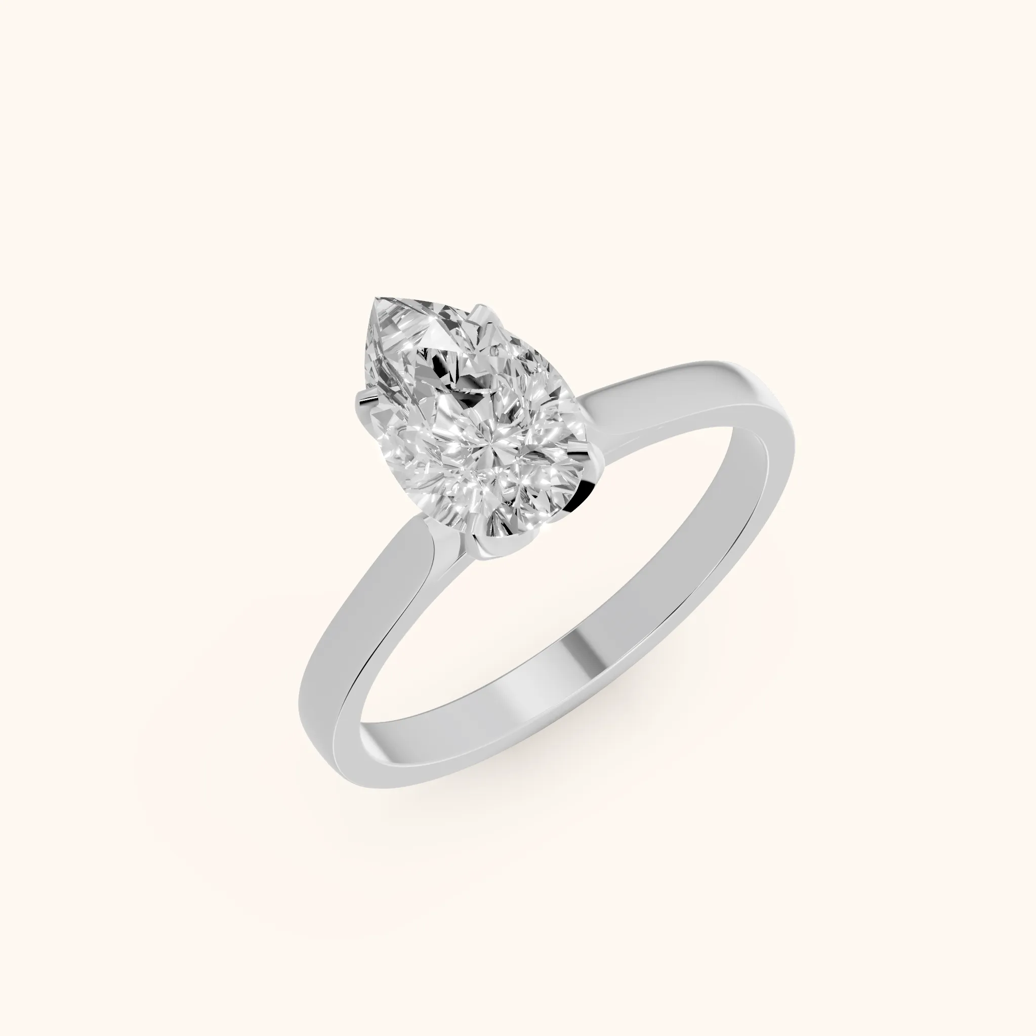 Isabella Bloom Solitaire Pear Diamond Engagement Ring in White Gold