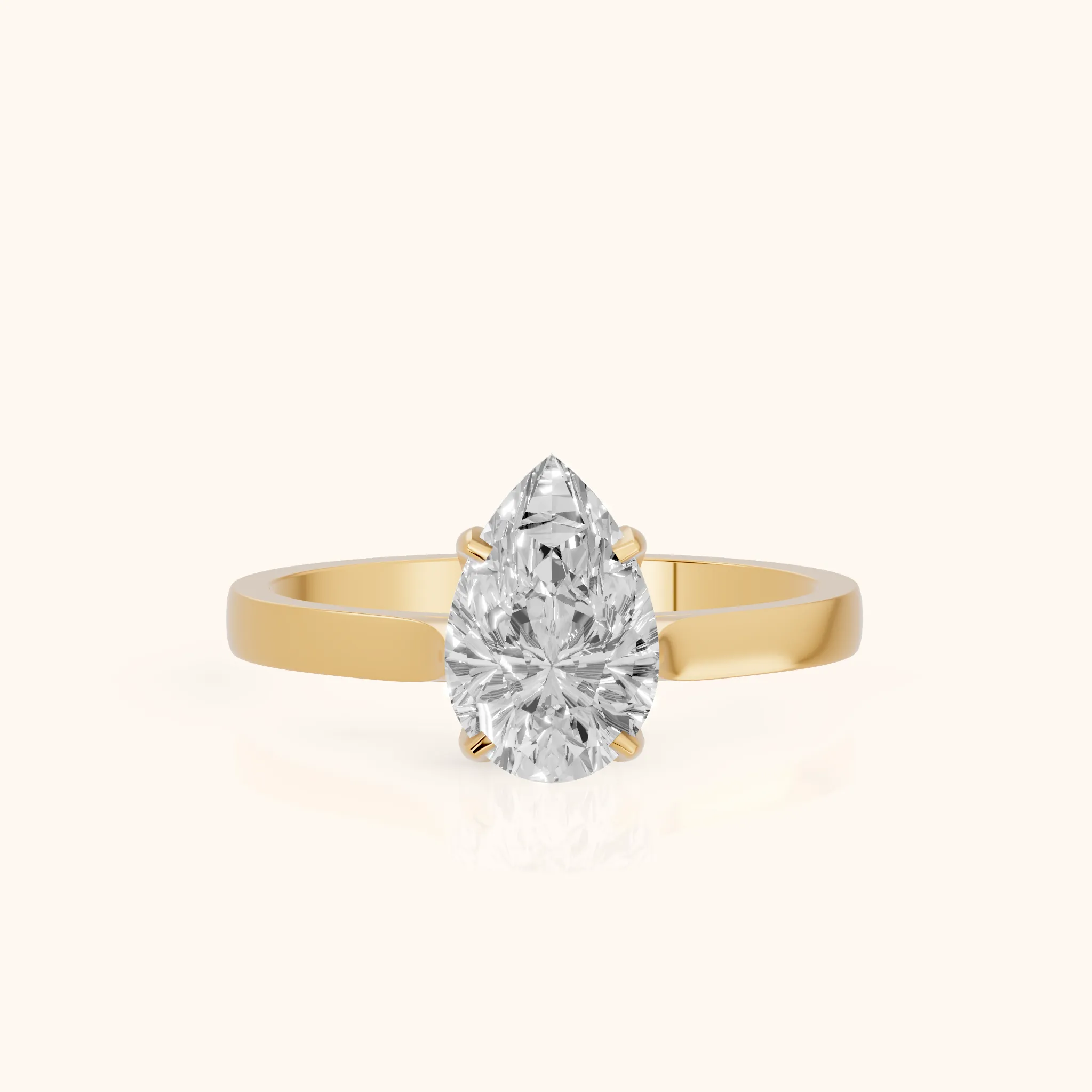 Isabella Bloom Solitaire Pear Diamond Engagement Ring in Yellow Gold — view 1