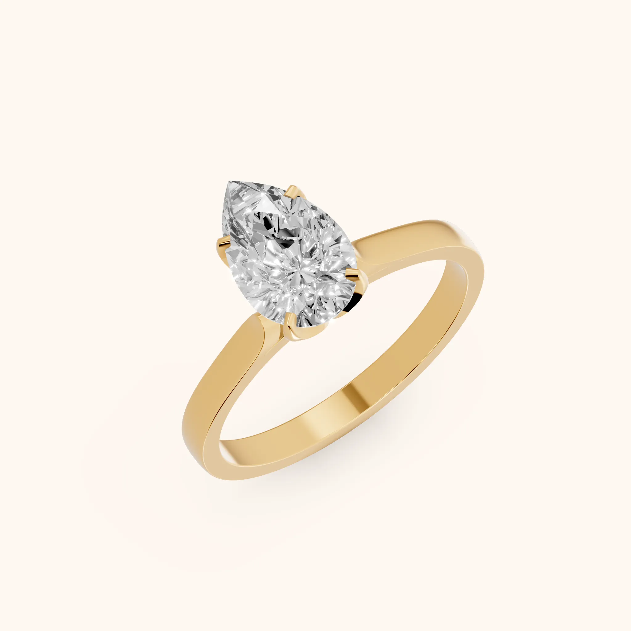 Bague de fiançailles Isabella Bloom Solitaire poire diamant en or jaune