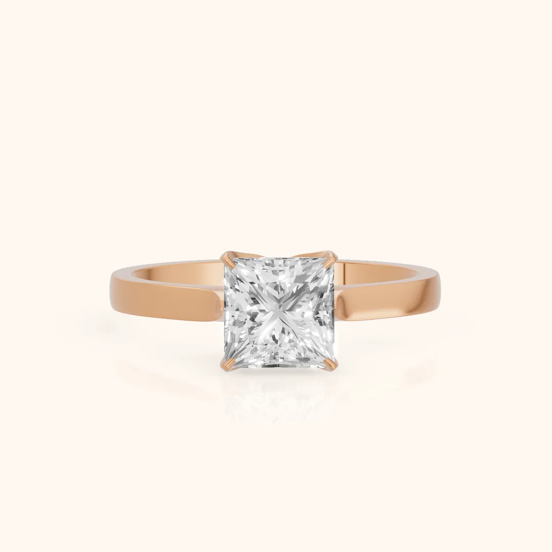 Bague de Fiançailles Solitaire Isabella Bloom Princesse en Or Rose