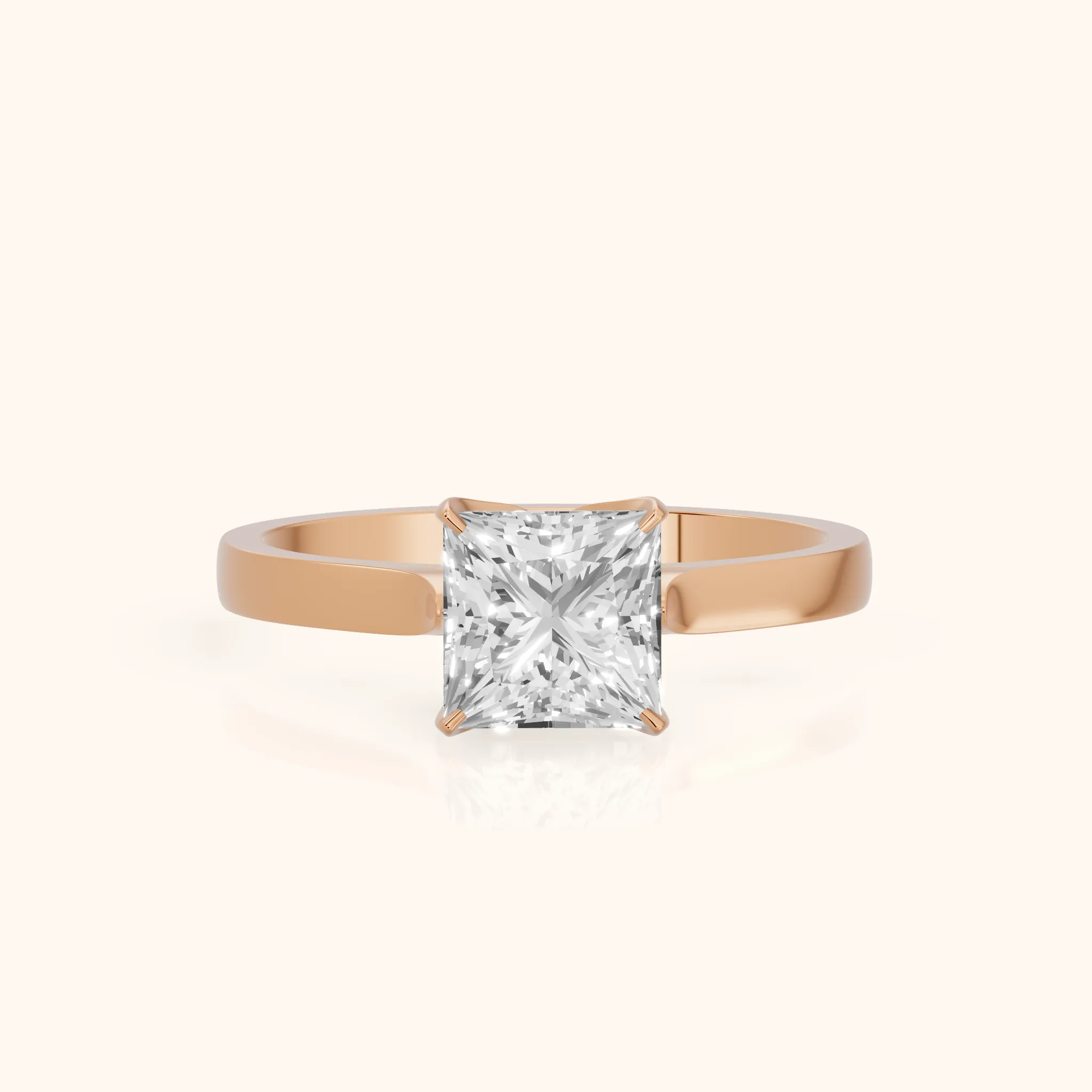 Isabella Bloom Solitaire Princess Diamond Engagement Ring in Rose Gold — view 1
