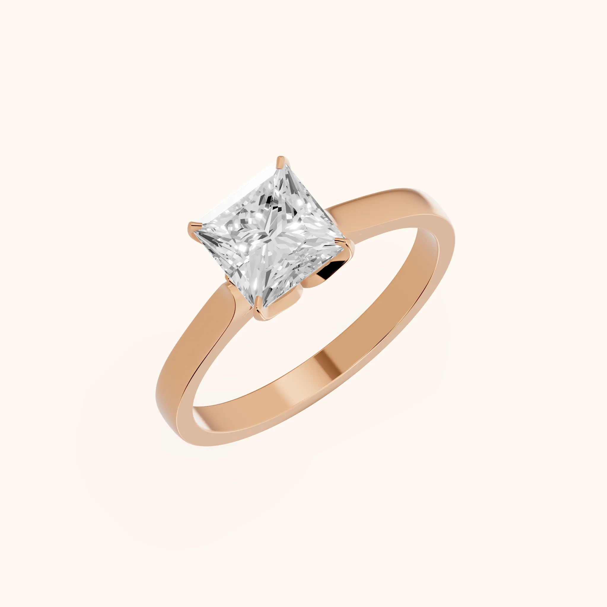 Bague de Fiançailles Solitaire Isabella Bloom Princesse en Or Rose
